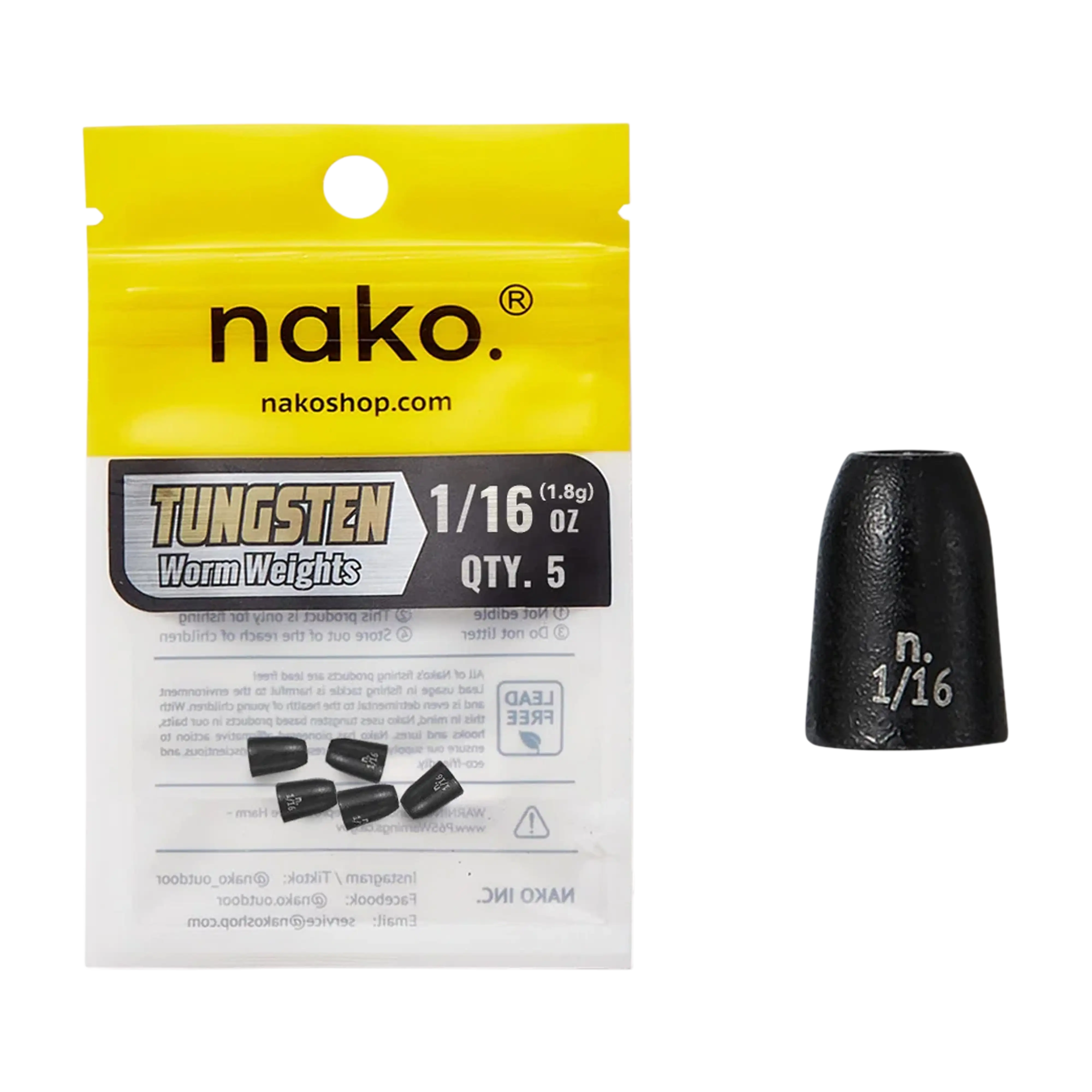 Nako Tungsten Worm Weights - 5pk