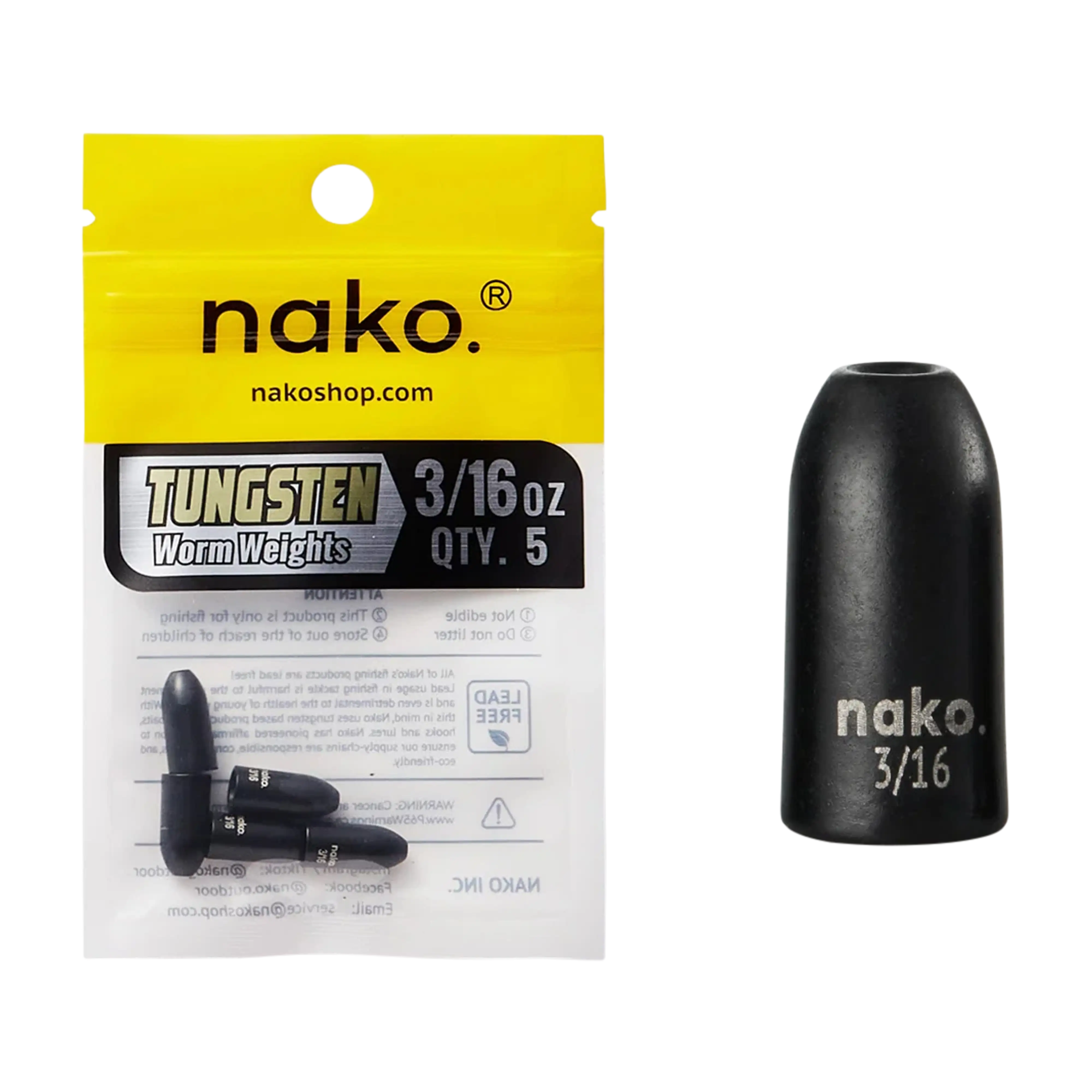 Nako Tungsten Worm Weights - 5pk