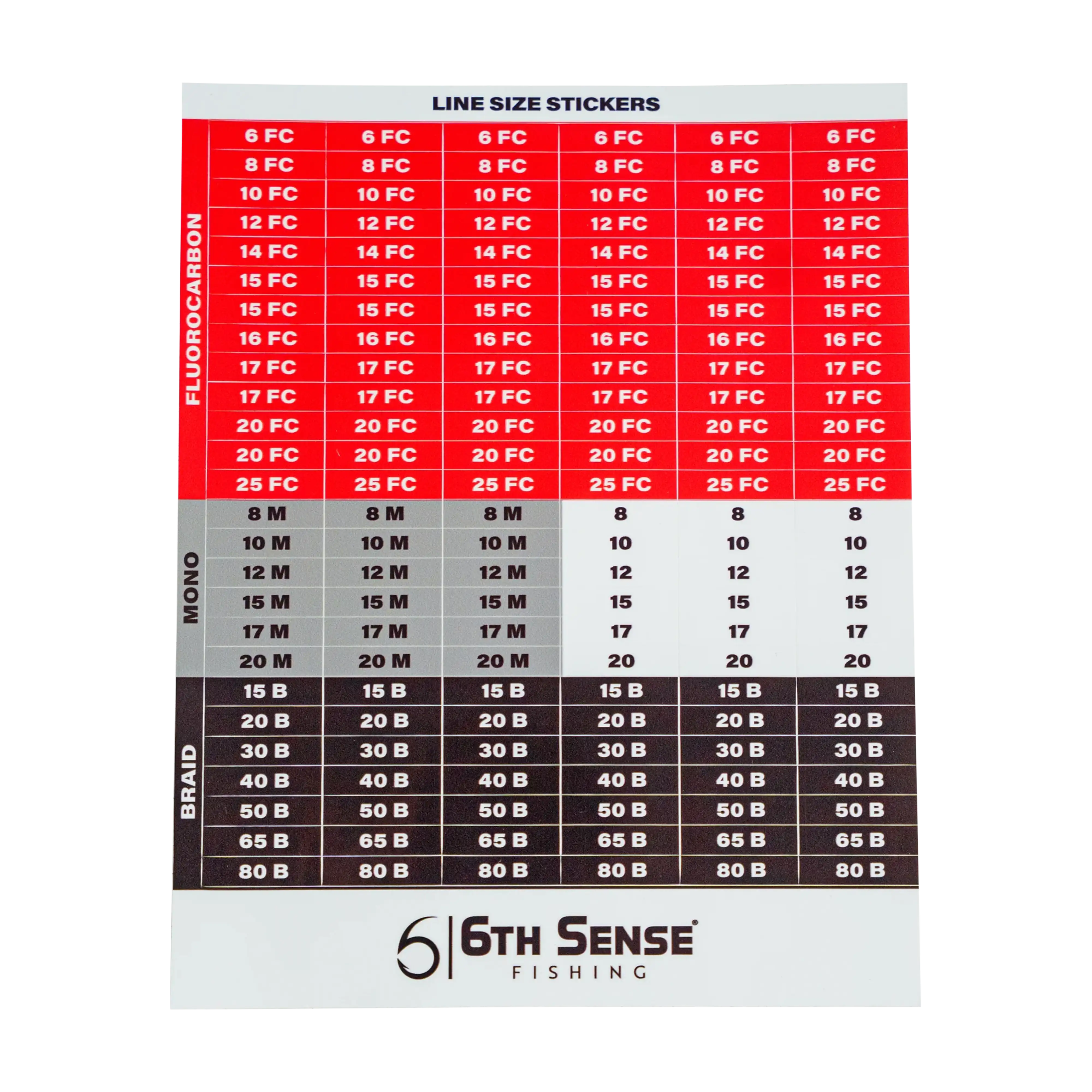 6th Sense Line Size Recall Decals