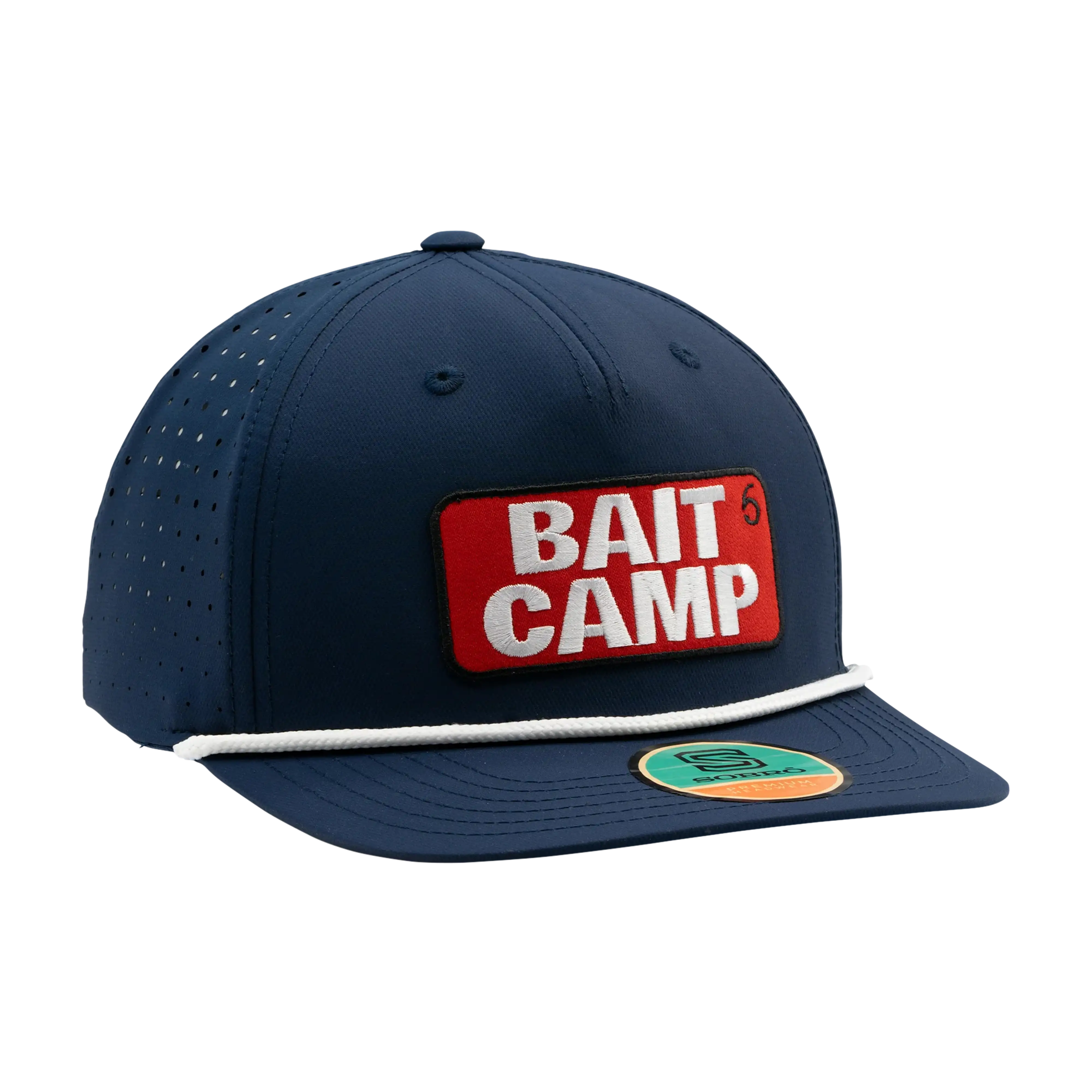 6th Sense The Marina Bait Camp hat in Navy Bait Camp with White Rope