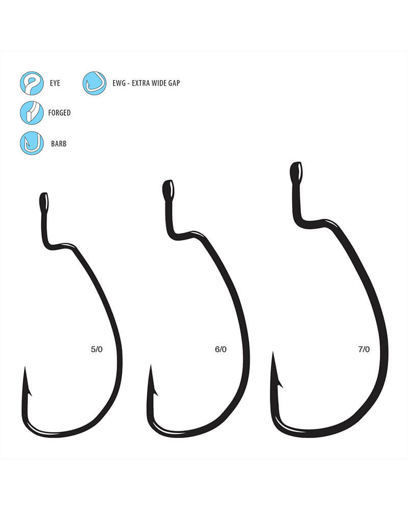 Gamakatsu Extra Wide Gap (EWG) Monster Hook Size Specs