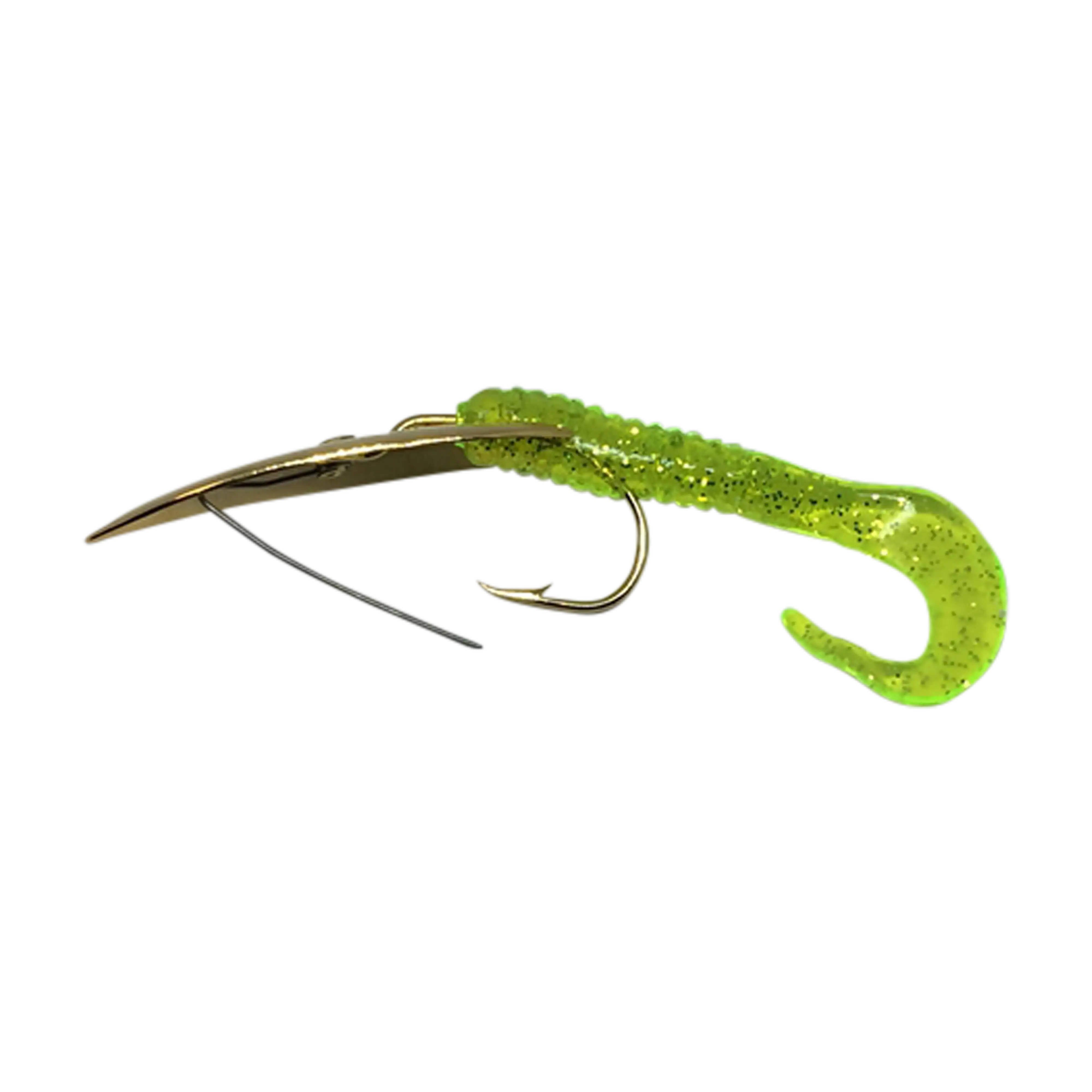 Gator Lures Gold Weedless Spoon with Worm Trailer