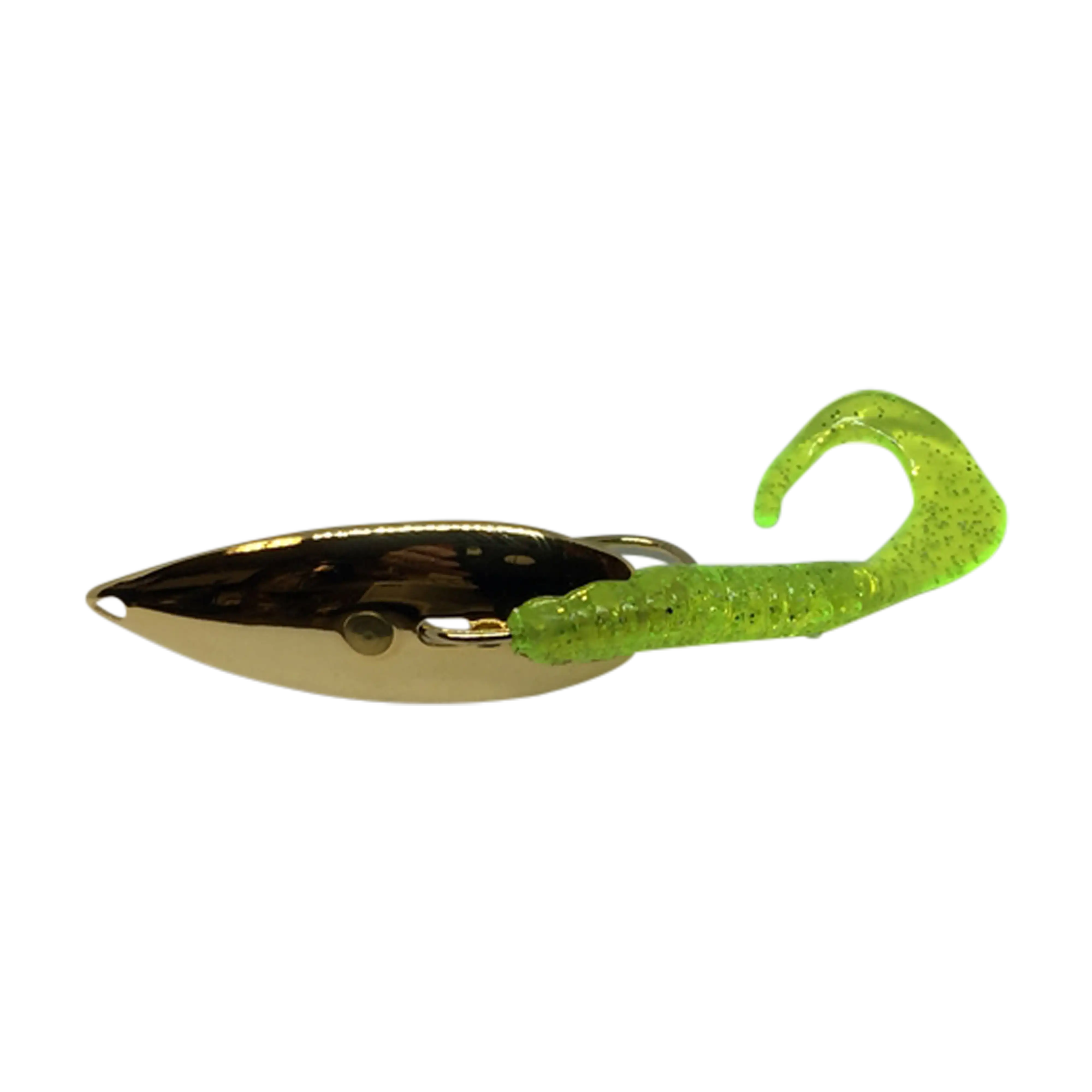Gator Lures Gold Weedless Spoon with Worm Trailer