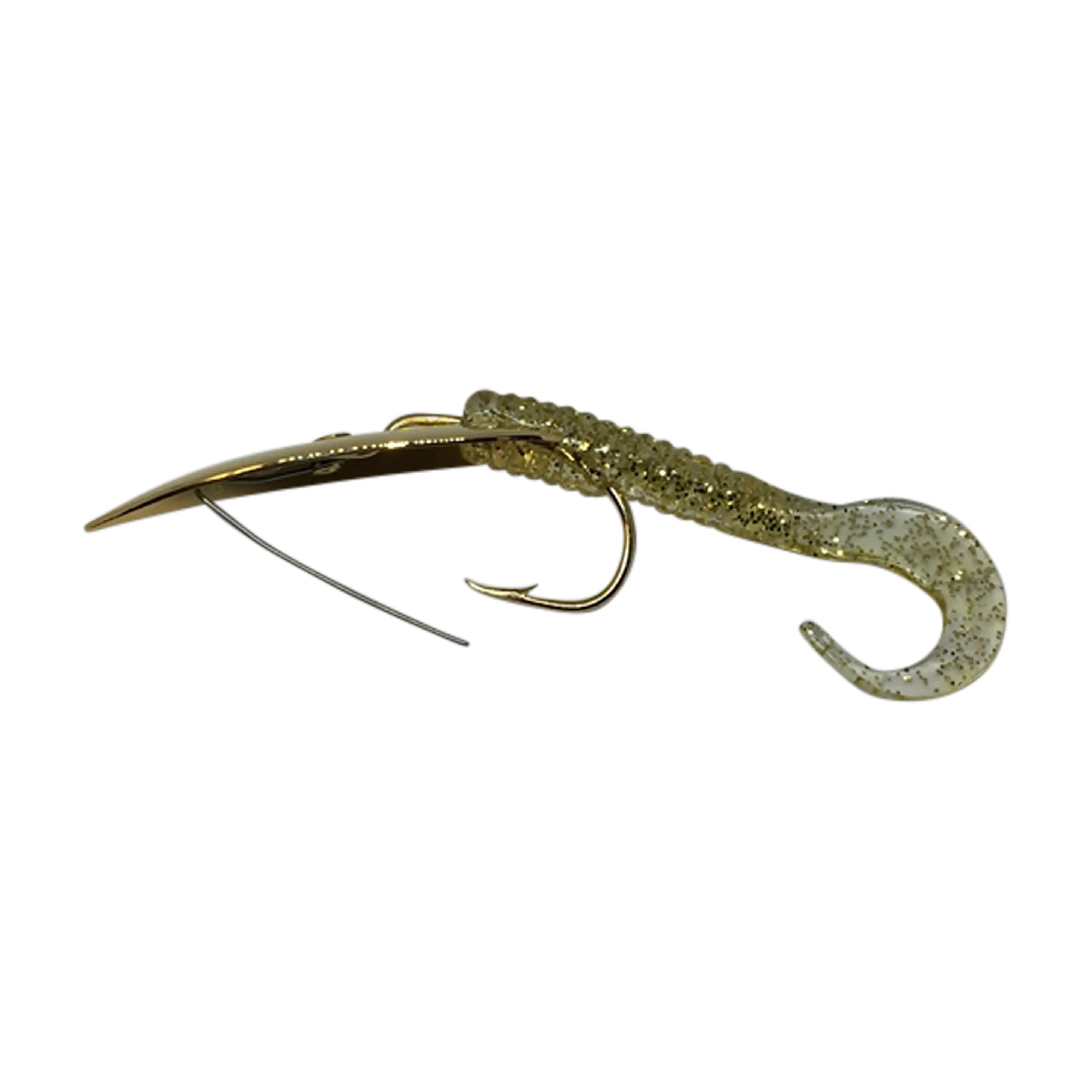 Gator Gold Weedless Spoon with Worm Trailer