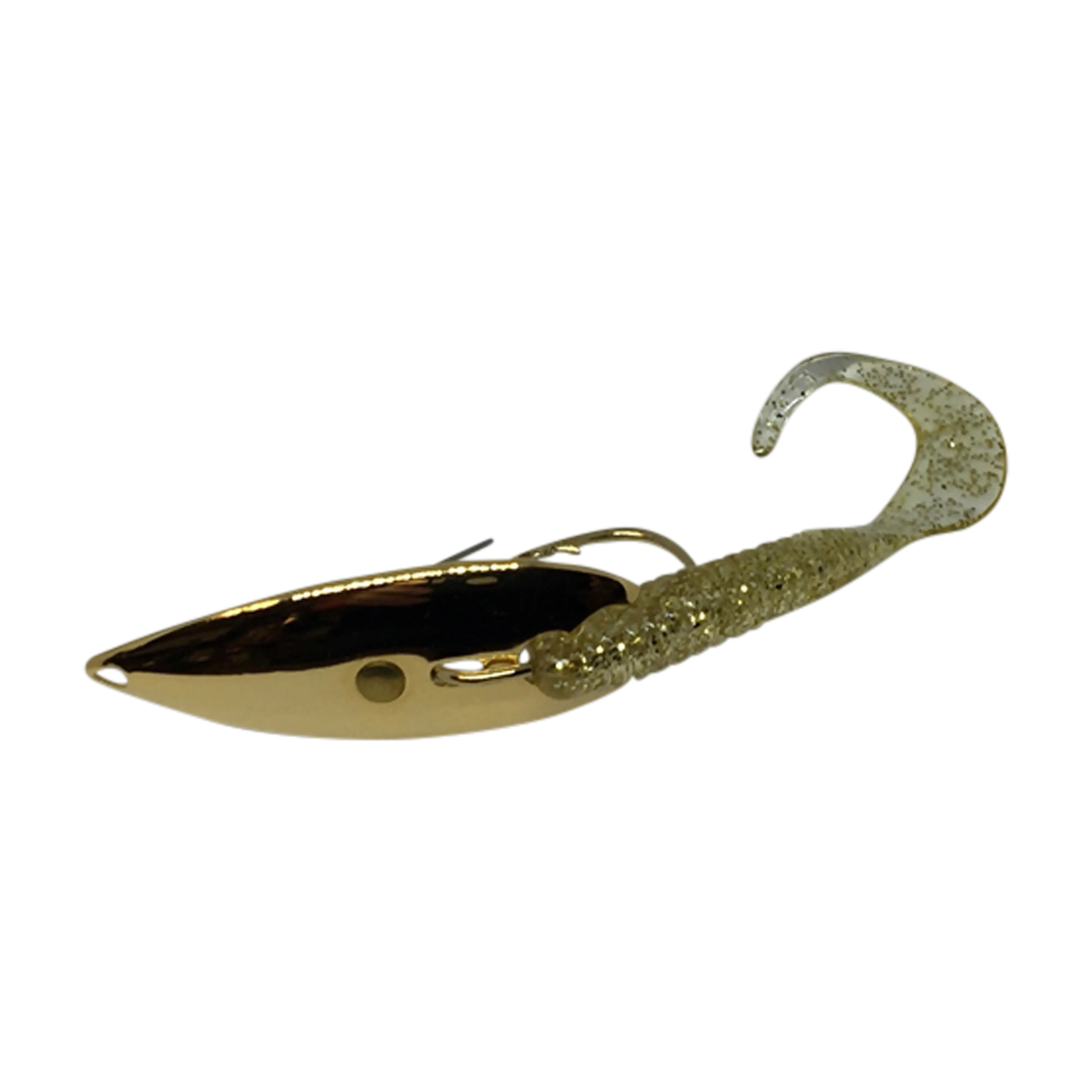 Gator Gold Weedless Spoon with Worm Trailer