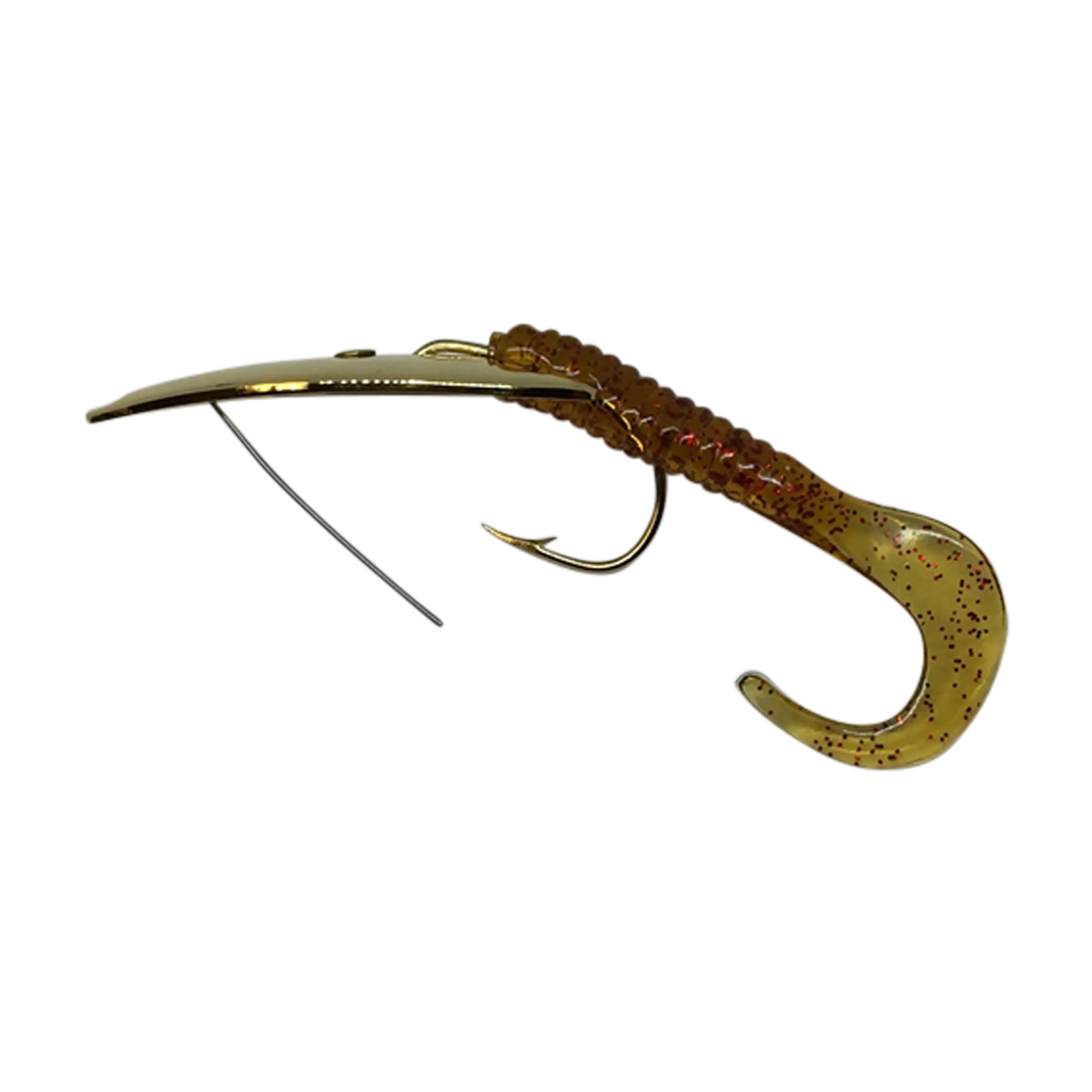 Gator Gold Weedless Spoon with Worm Trailer