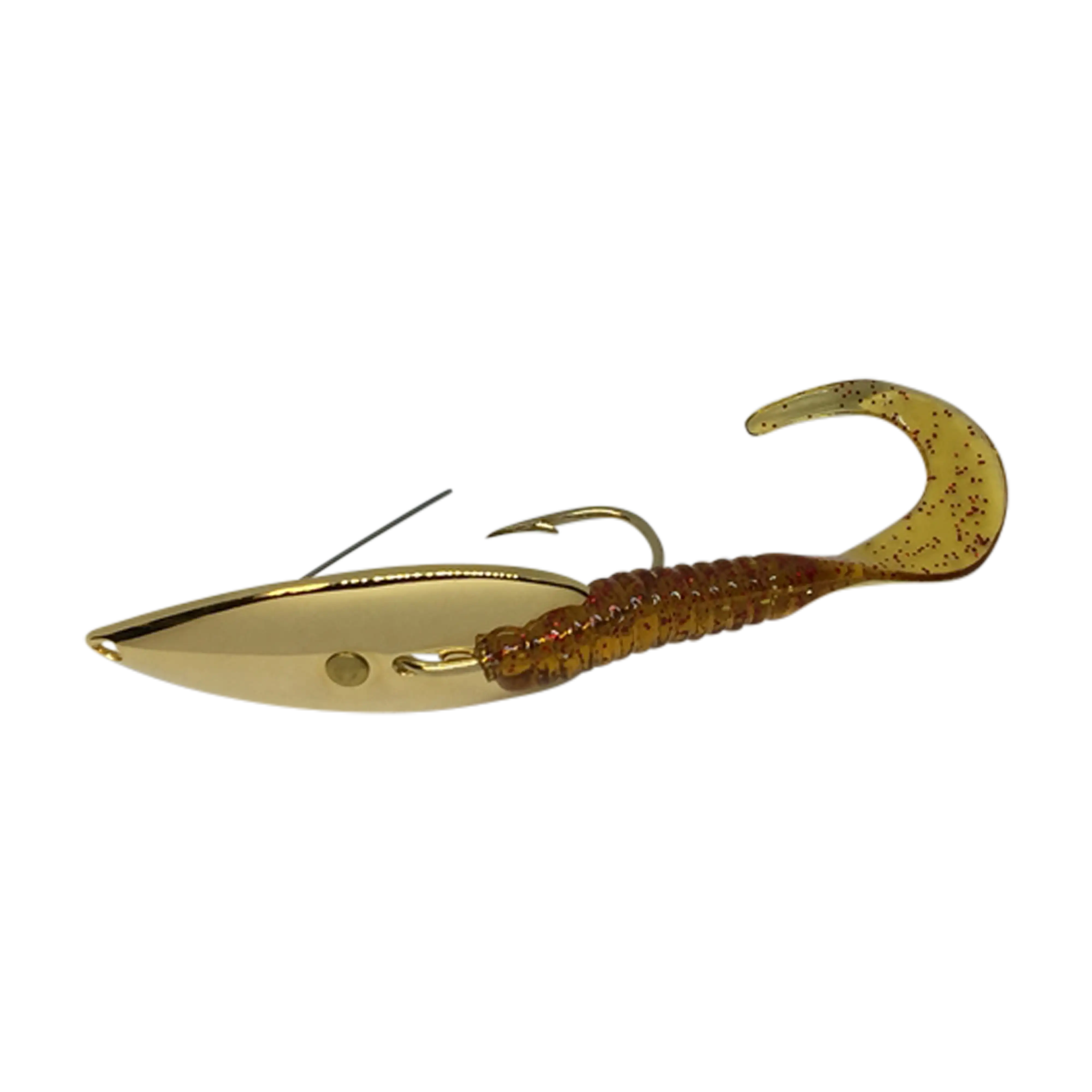 Gator Gold Weedless Spoon with Worm Trailer