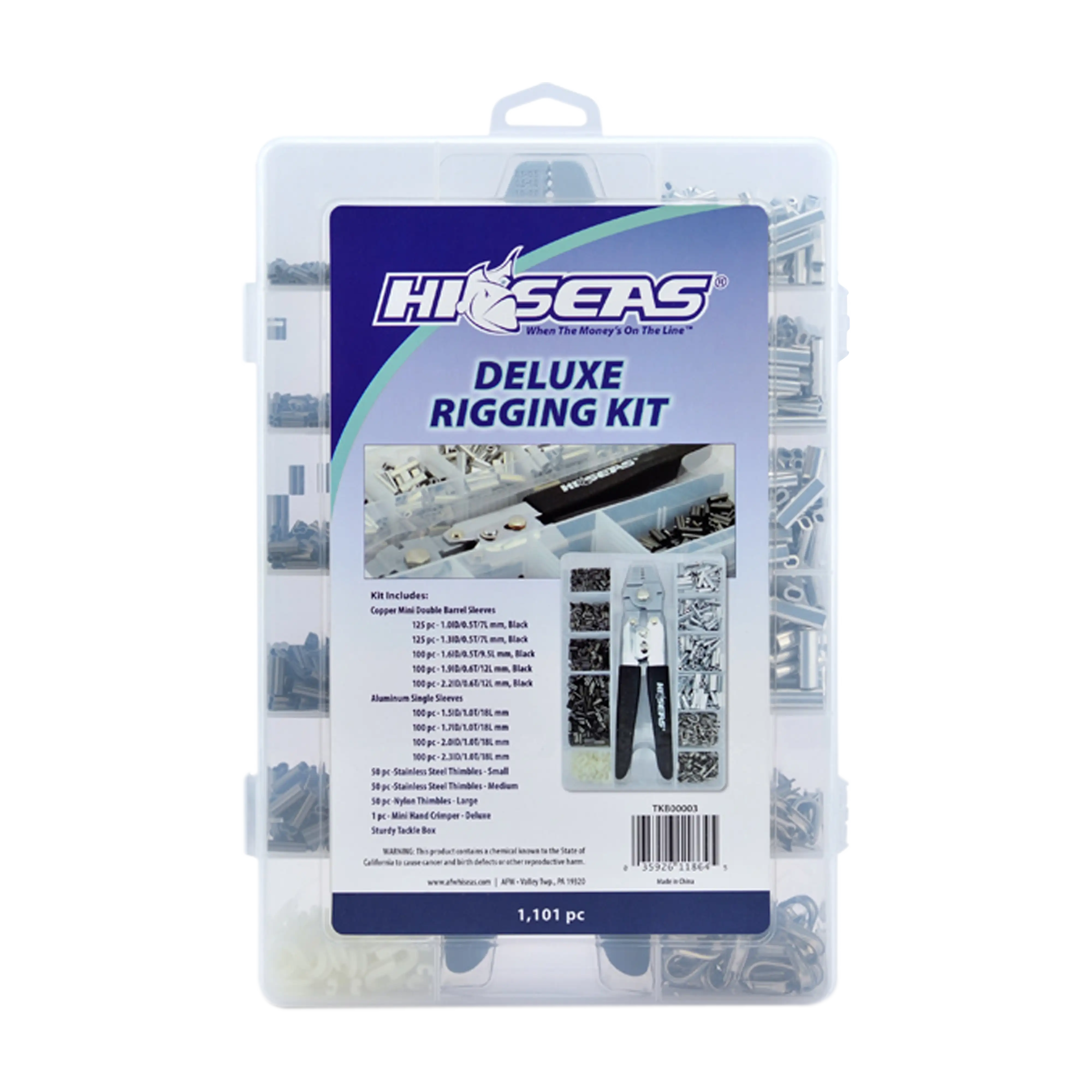 Hi-Seas Deluxe Rigging Kit - Copper Mini Double Barrel Sleeves & Crimping Tool