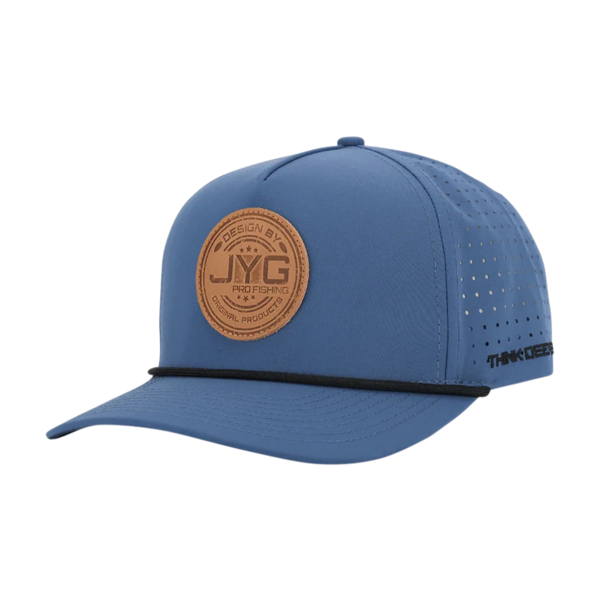 JYG Profishing Navy Leather Patch 5-Panel Hat