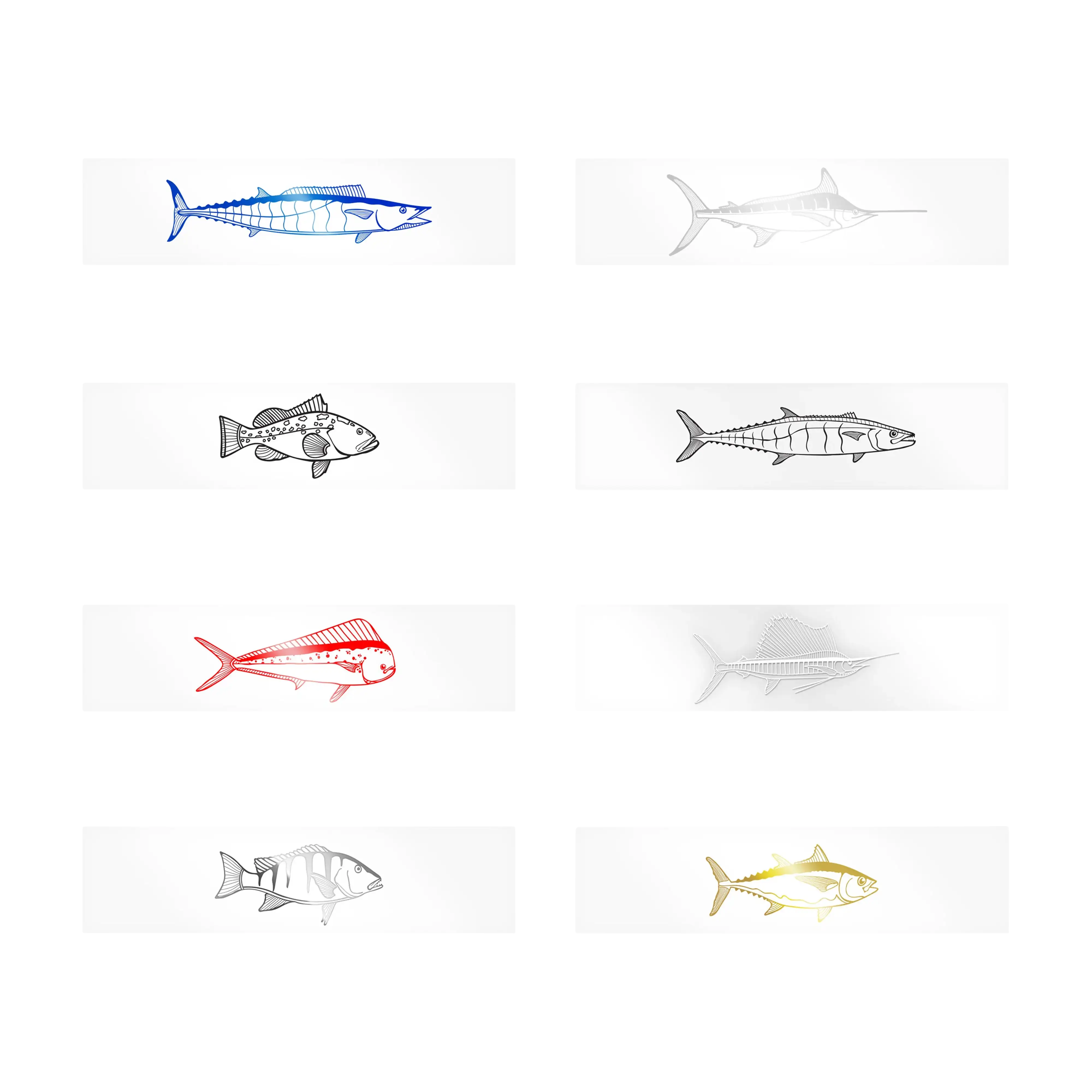 Mud Hole Monochrome Game Fish Rod Decals - Offshore Species