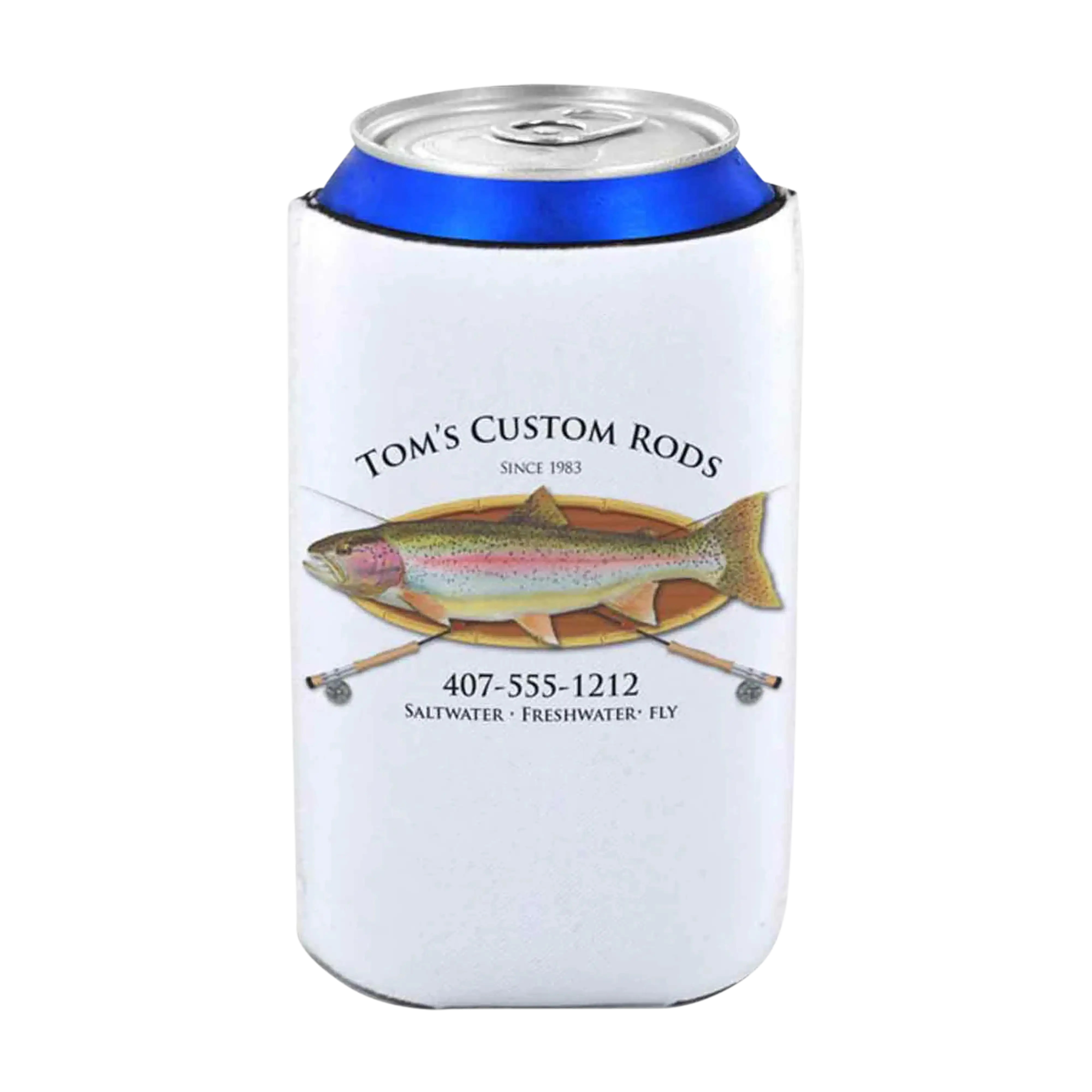 Mud Hole Personalized Can Koozie 001 - Bamboo Frame with Crossing Rods