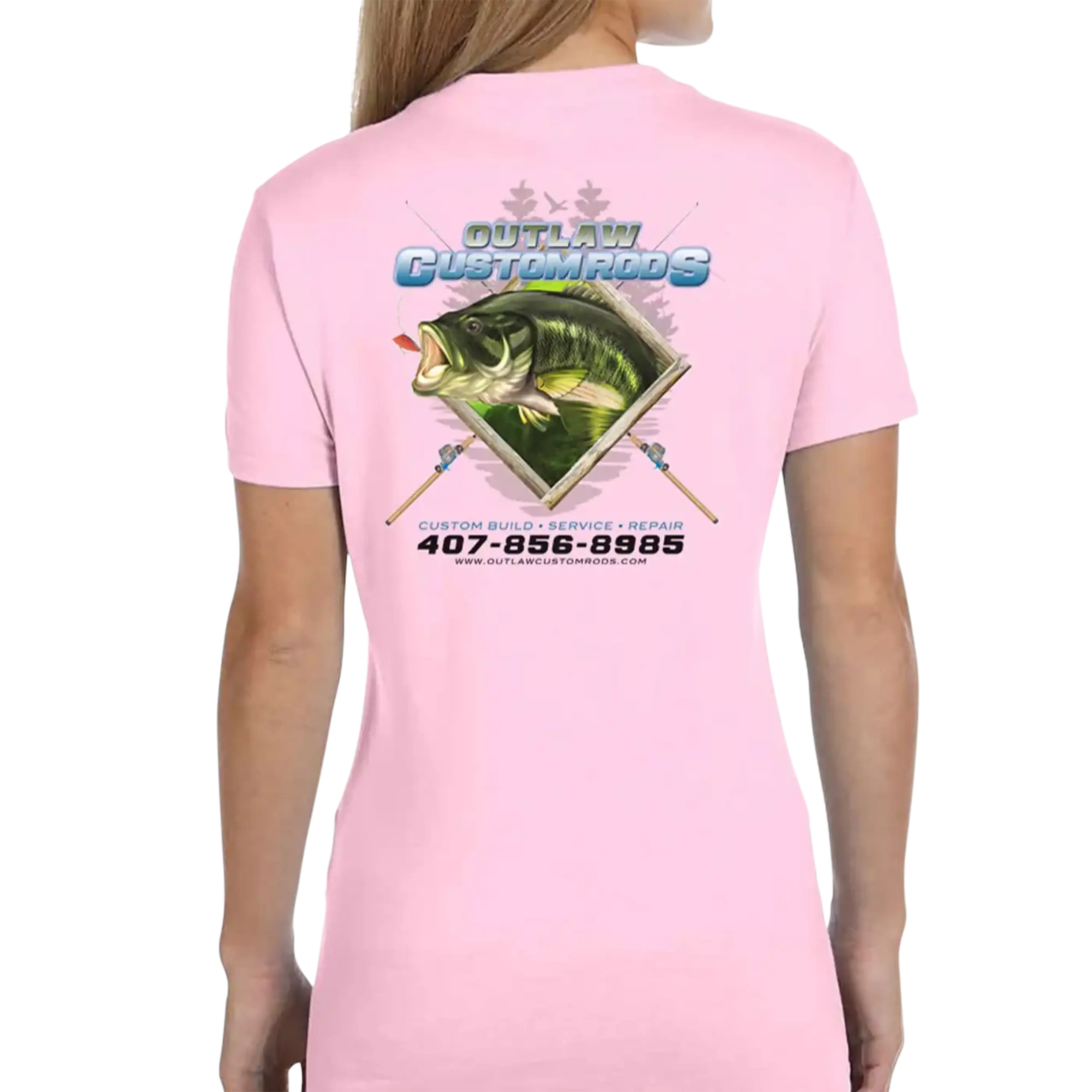 Women's Custom T-Shirt: Largemouth Bass Chasing Lure