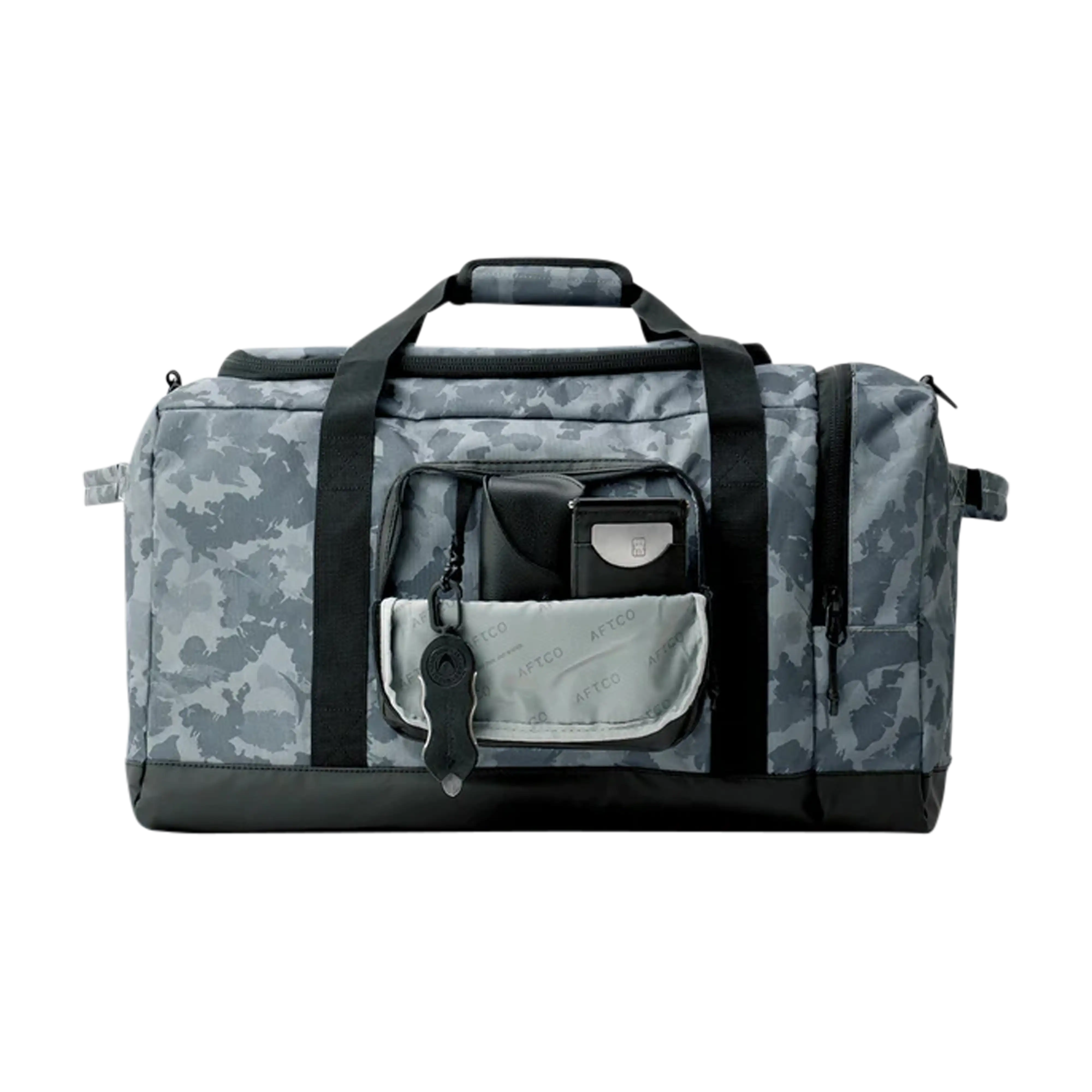 Aftco 50 liter boat bag navy grander camo back side pocket