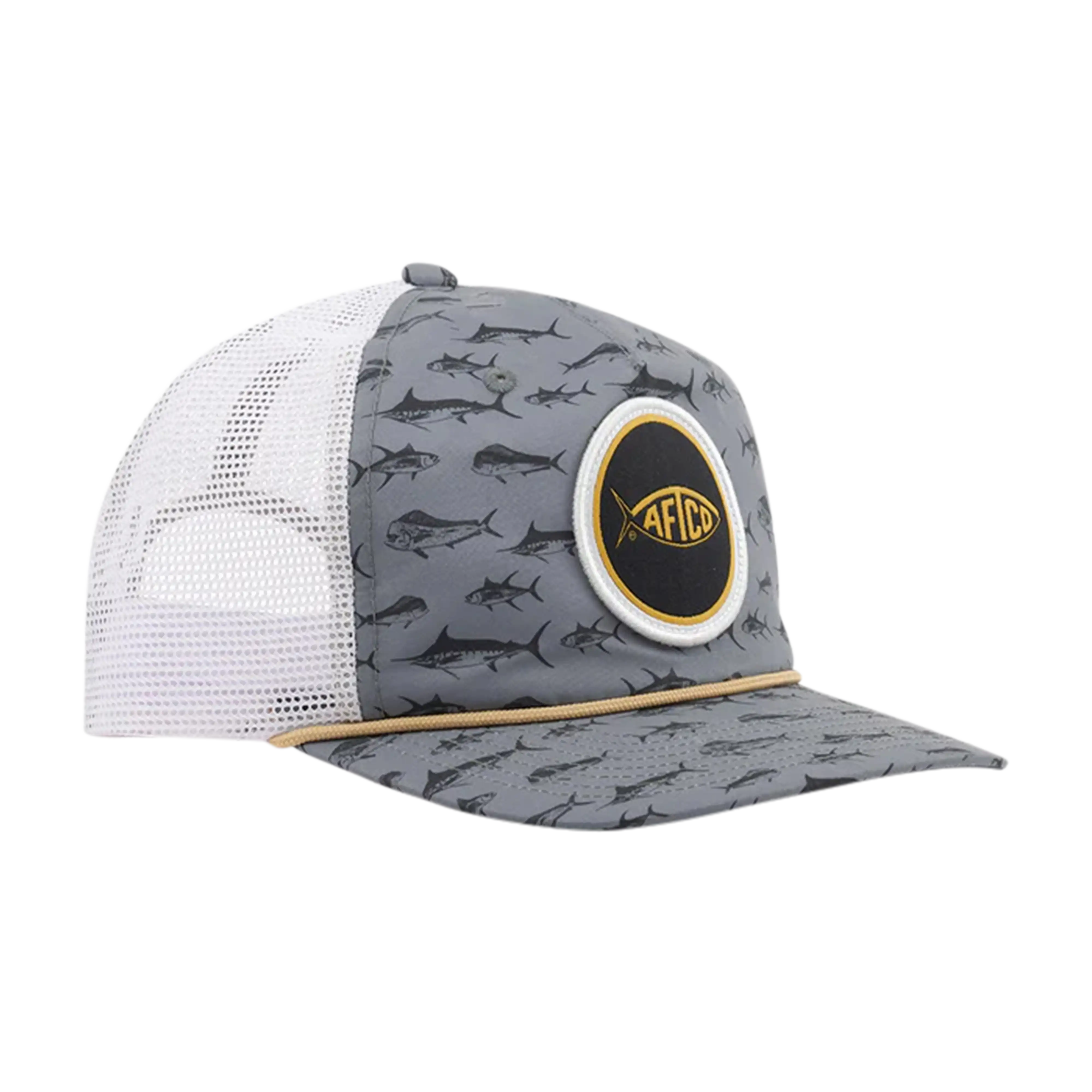 AFTCO Big 3 trucker hat in Charcoal - side