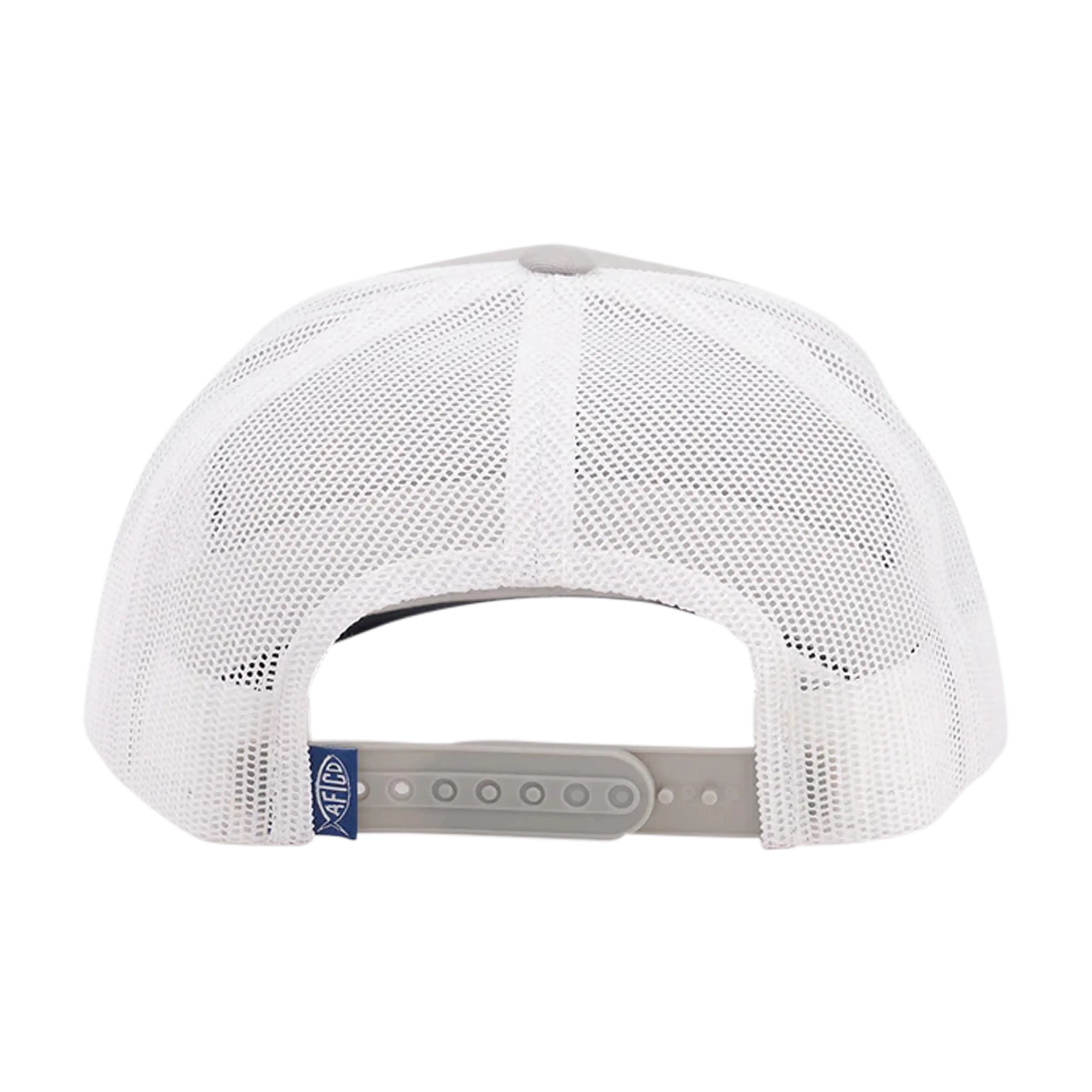 AFTCO Canton leather patch trucker hat in Silver - back