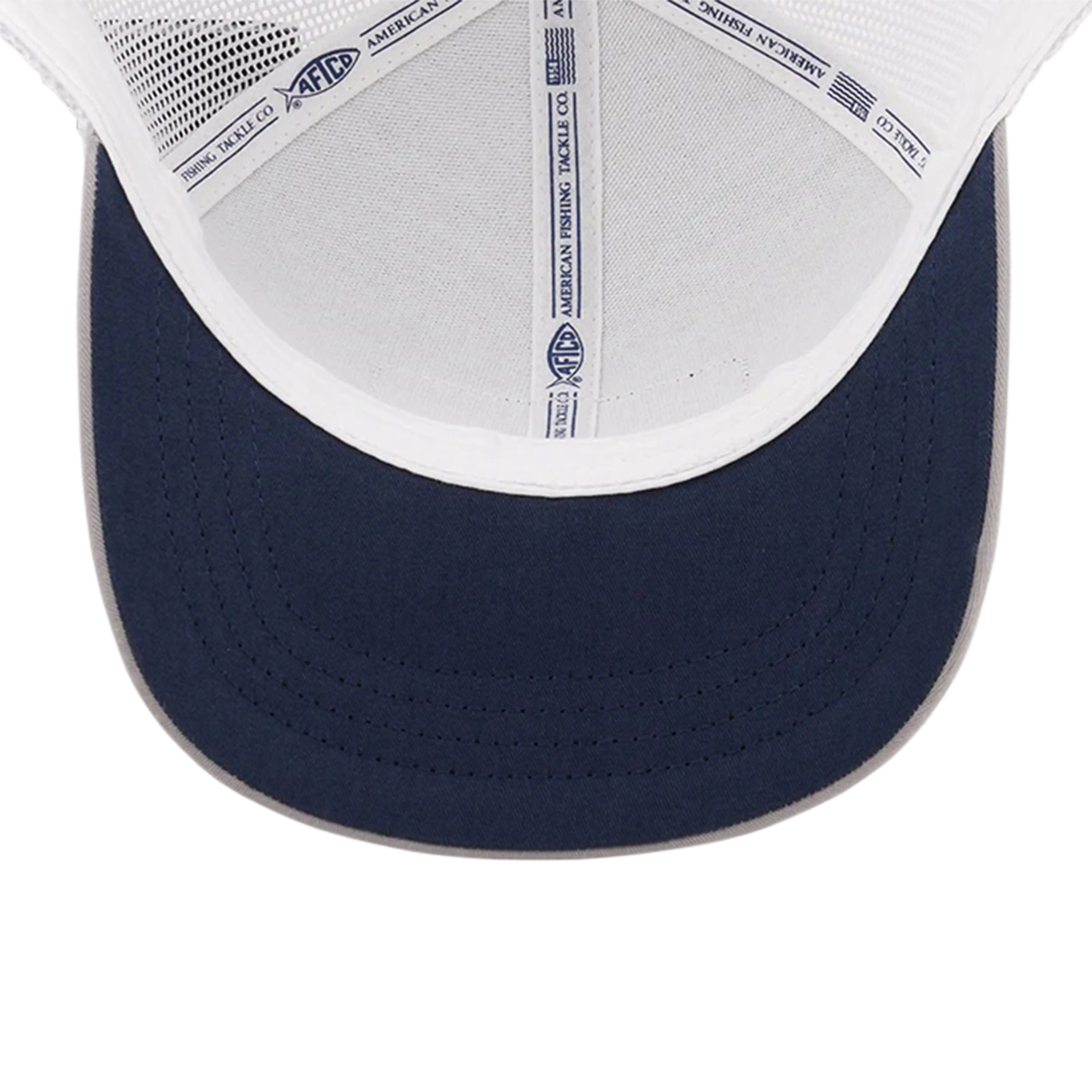 AFTCO Canton leather patch trucker hat in Silver - bill