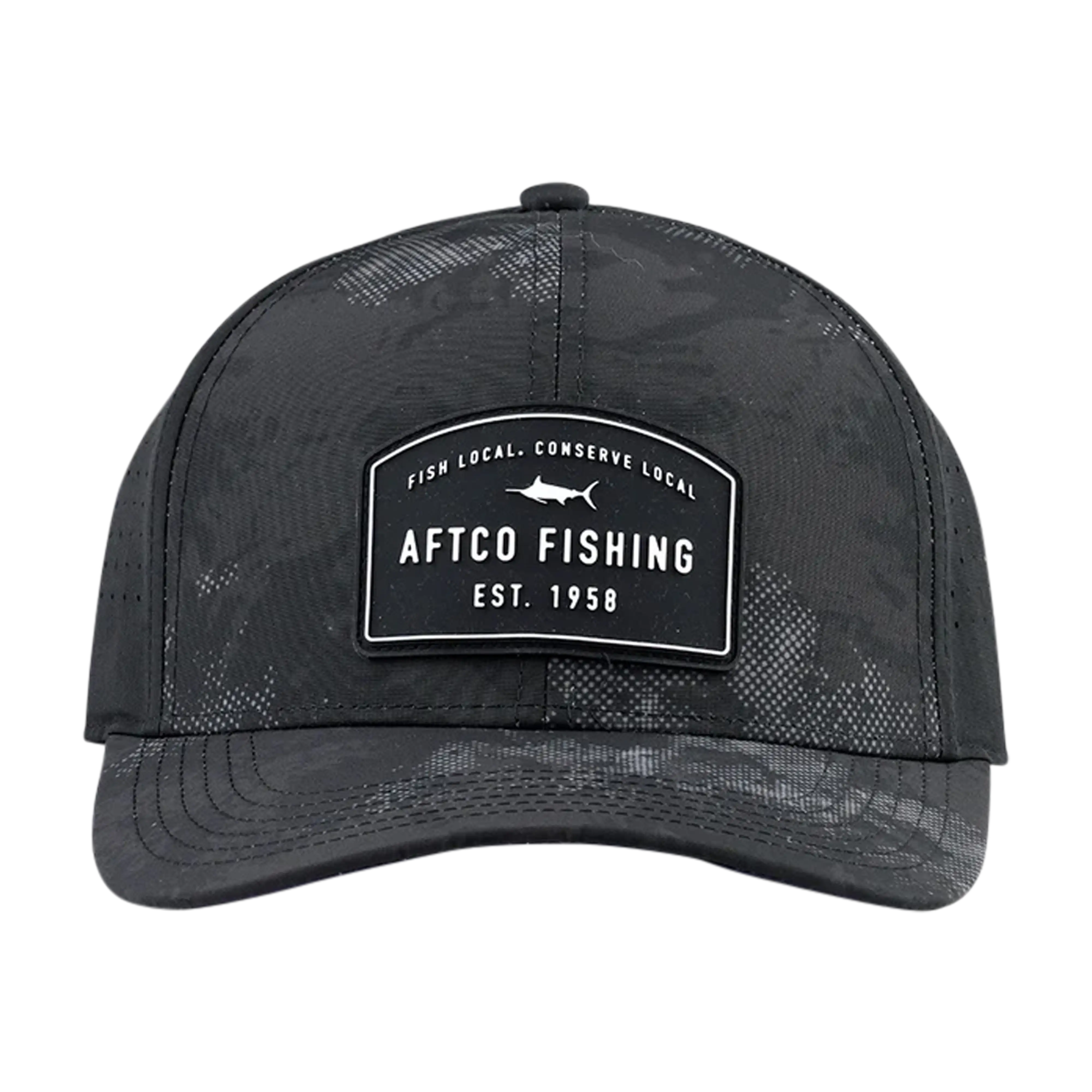 AFTCO Deuce hat in Black Storm Camo - front