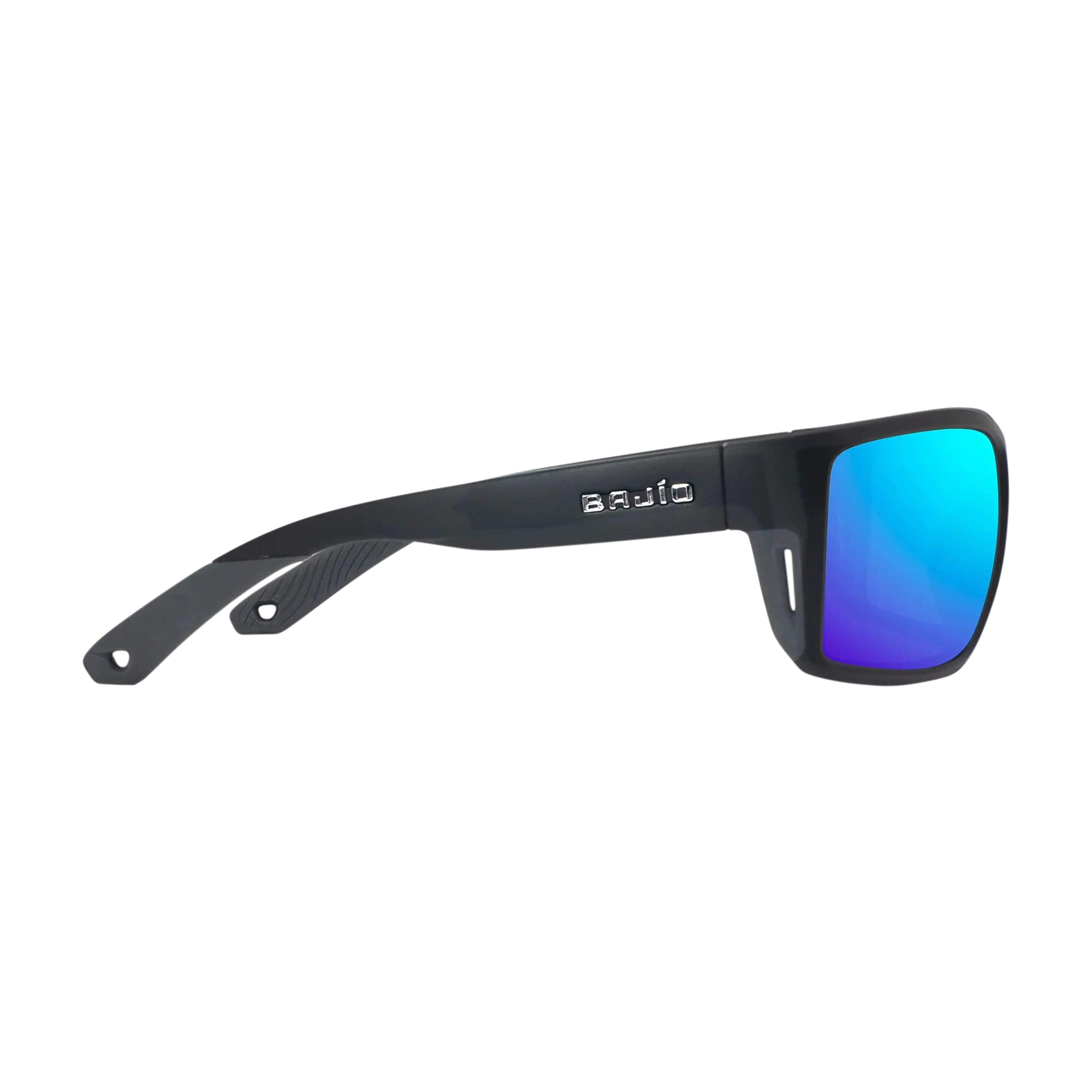 Bajio Bales beach sunglasses black matte blue mirror side