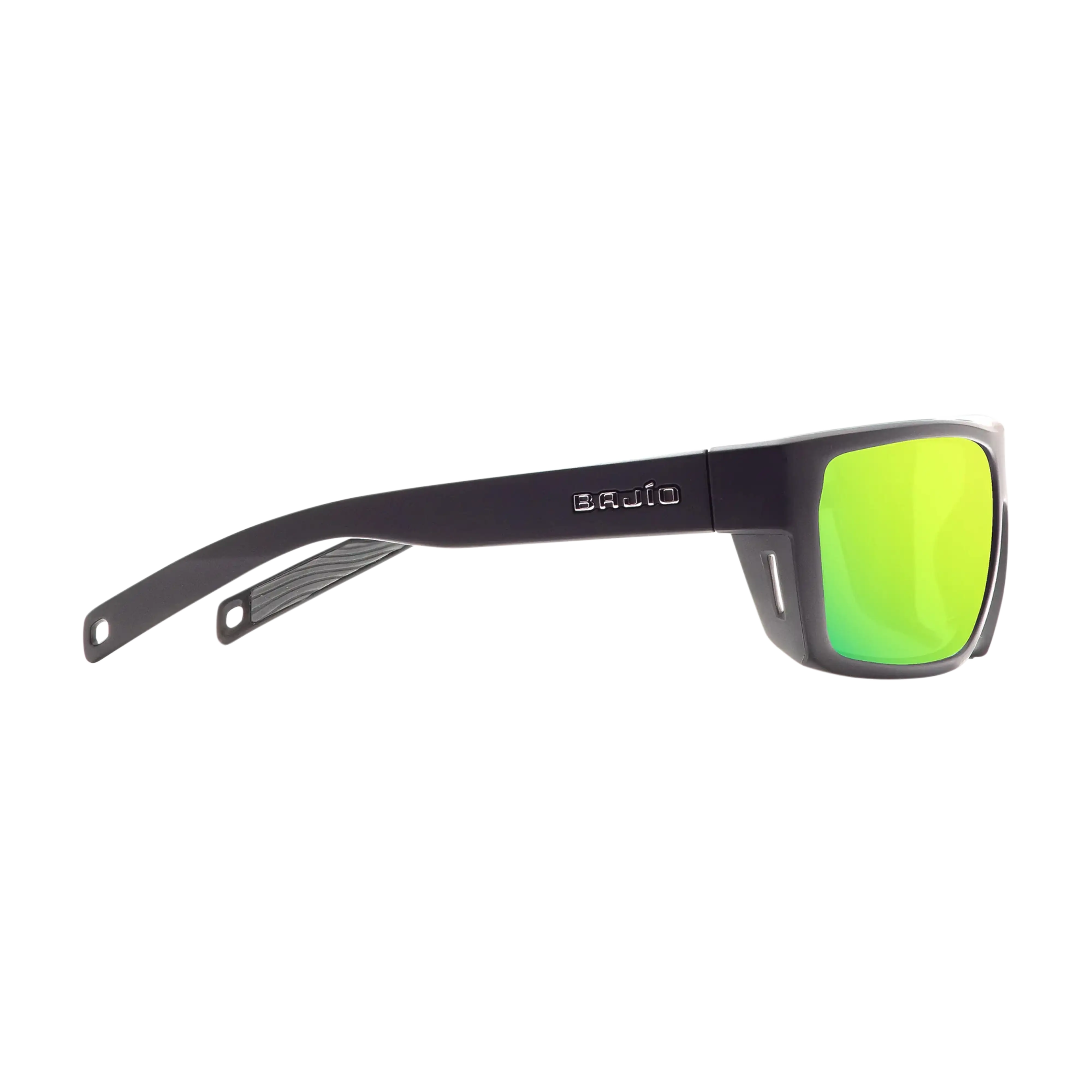 Bajio Palometa sunglasses black matte green mirror side