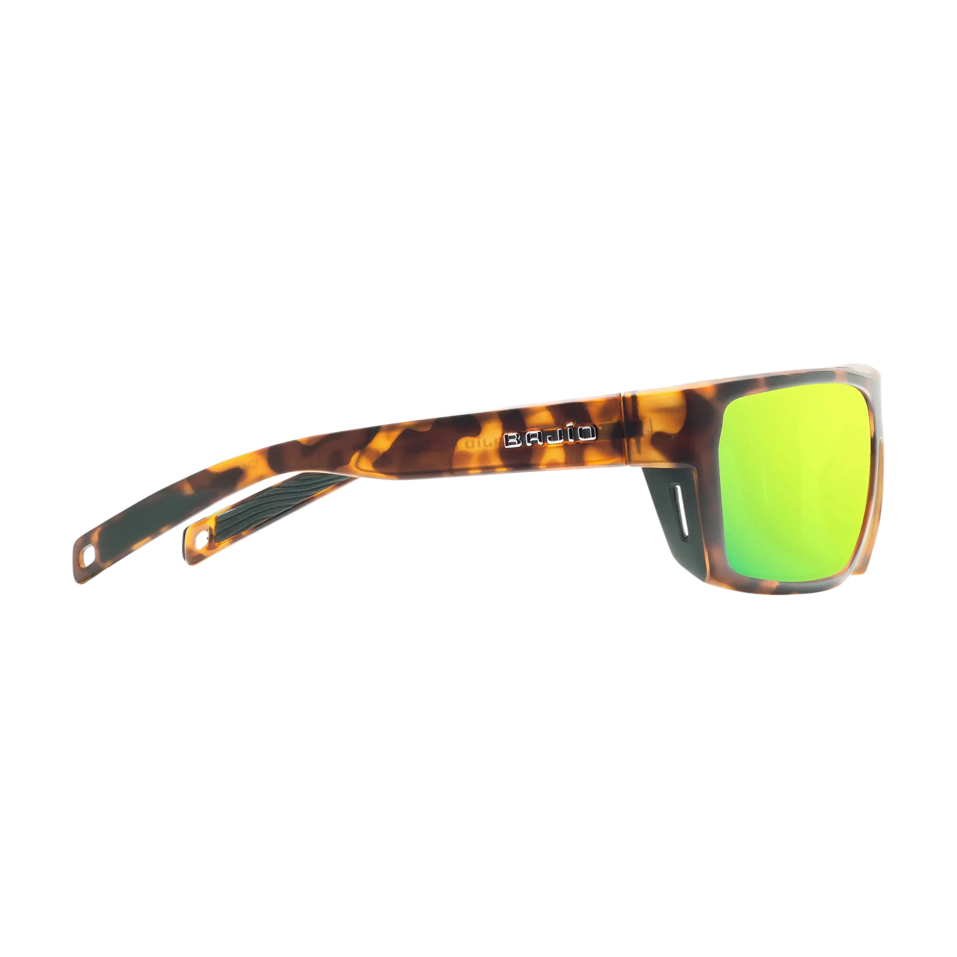 Bajio Palometa sunglasses brown tortoise gloss green mirror side
