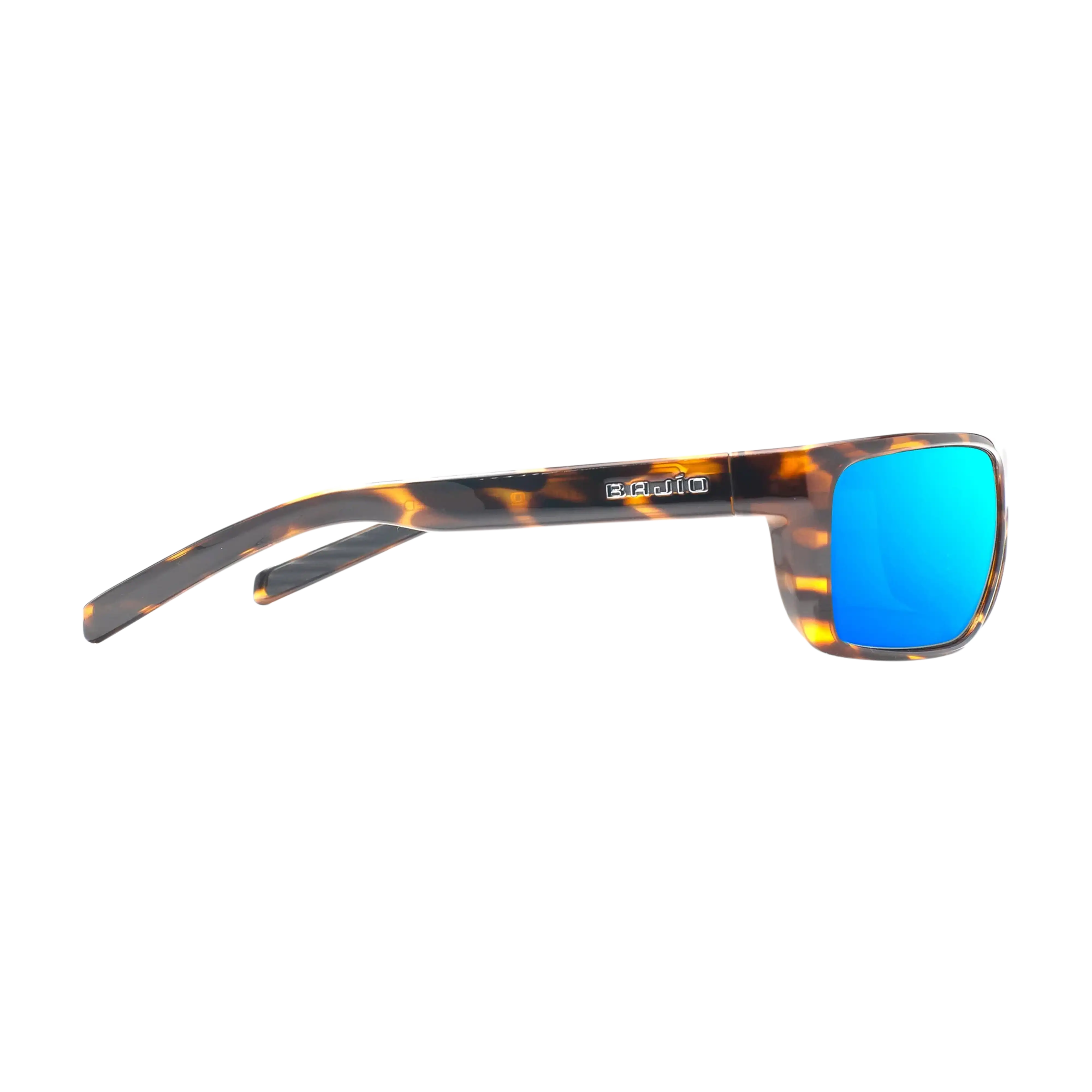 Bajio Sigs sunglasses brown tortoise gloss blue mirror side