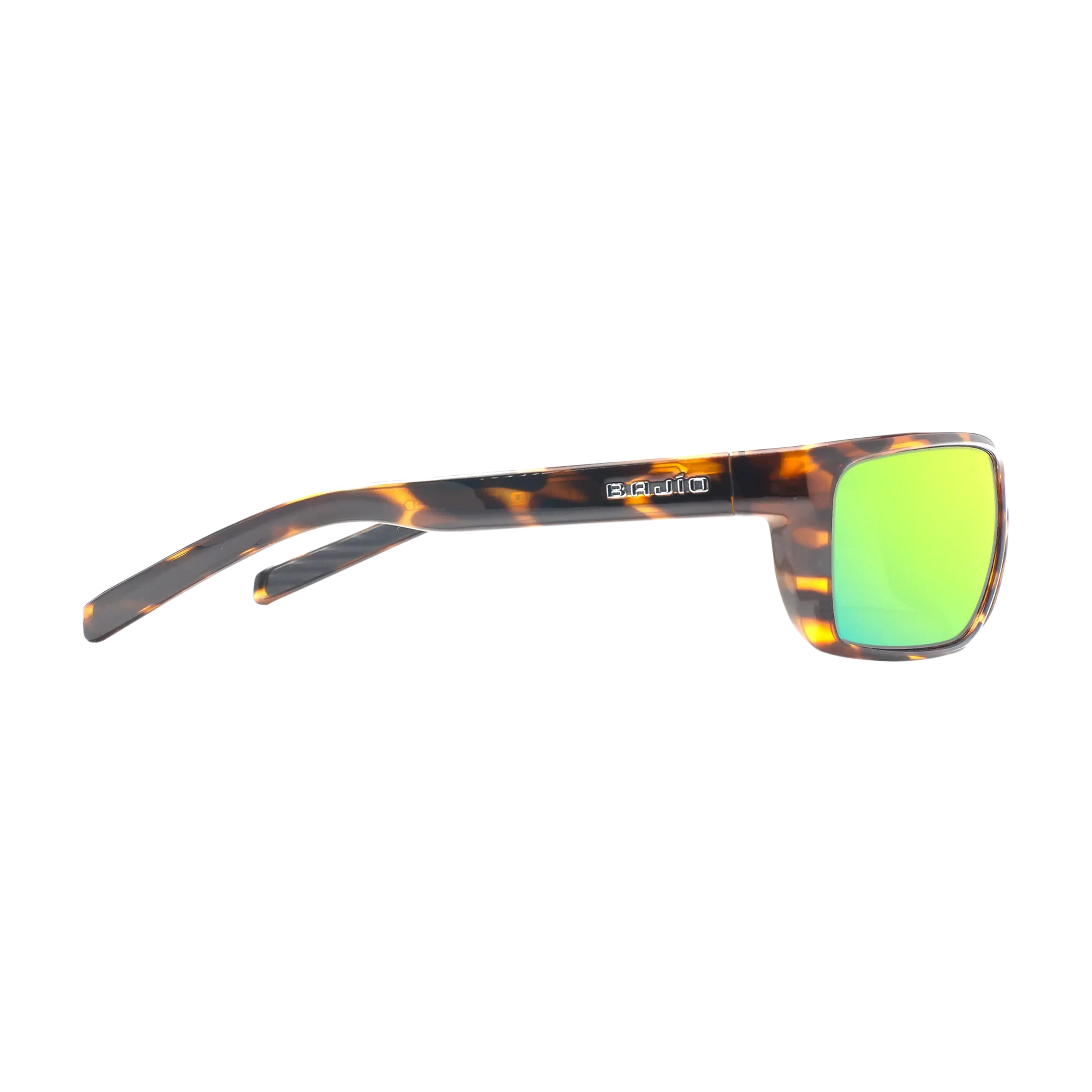 Bajio Sigs sunglasses brown tortoise gloss green mirror side
