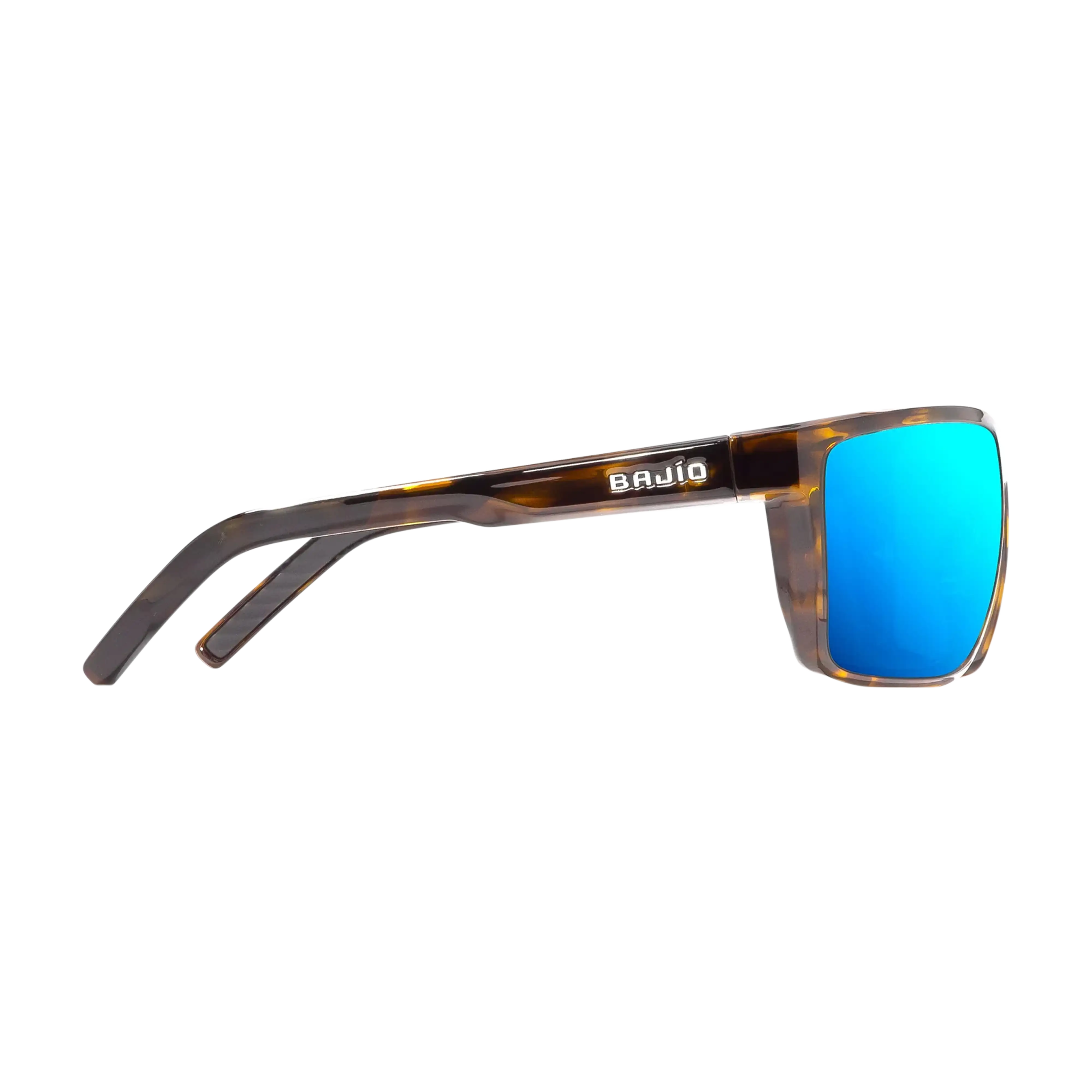 Bajio Toads sunglasses brown tortoise gloss blue mirror side