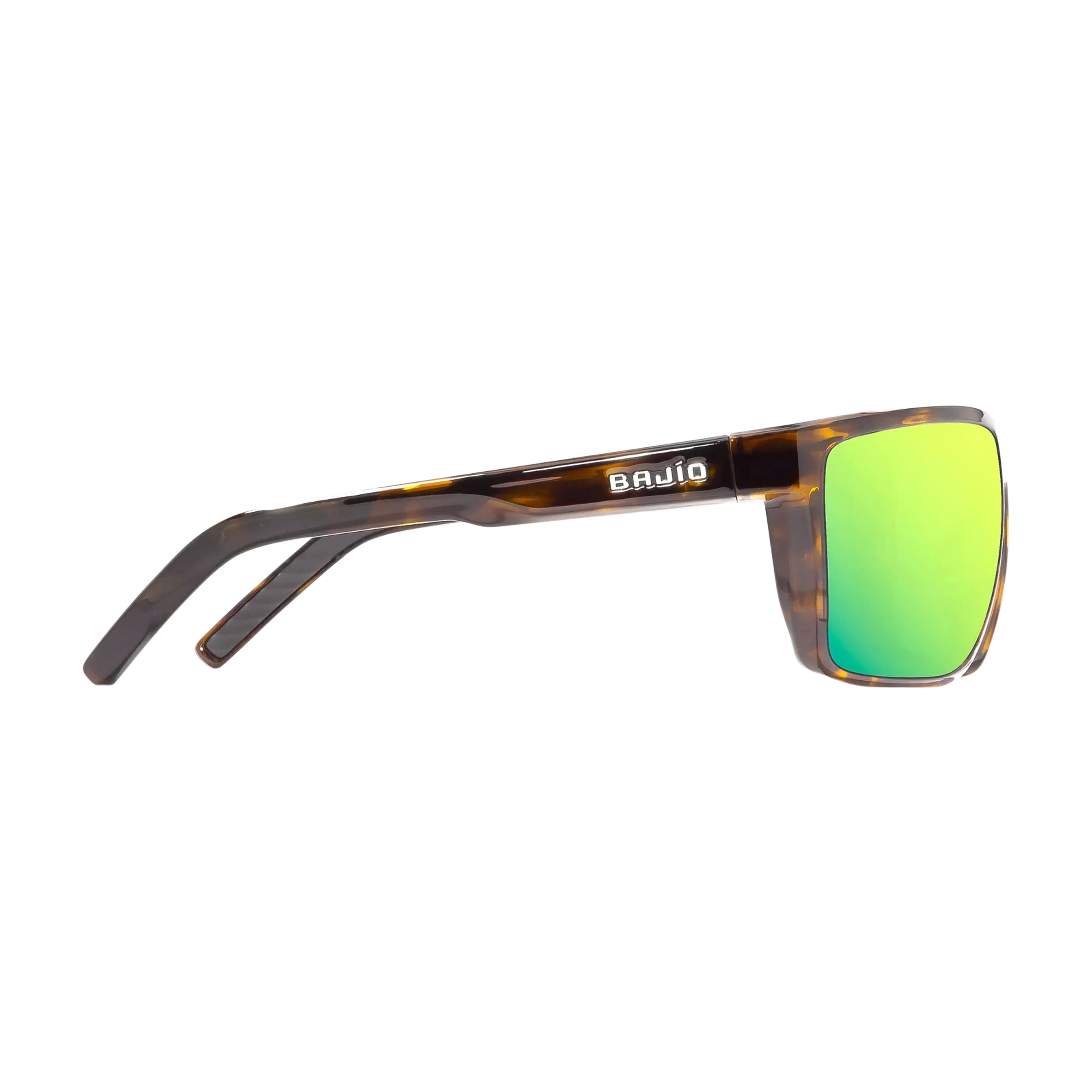 Bajio Toads sunglasses brown tortoise gloss green mirror side
