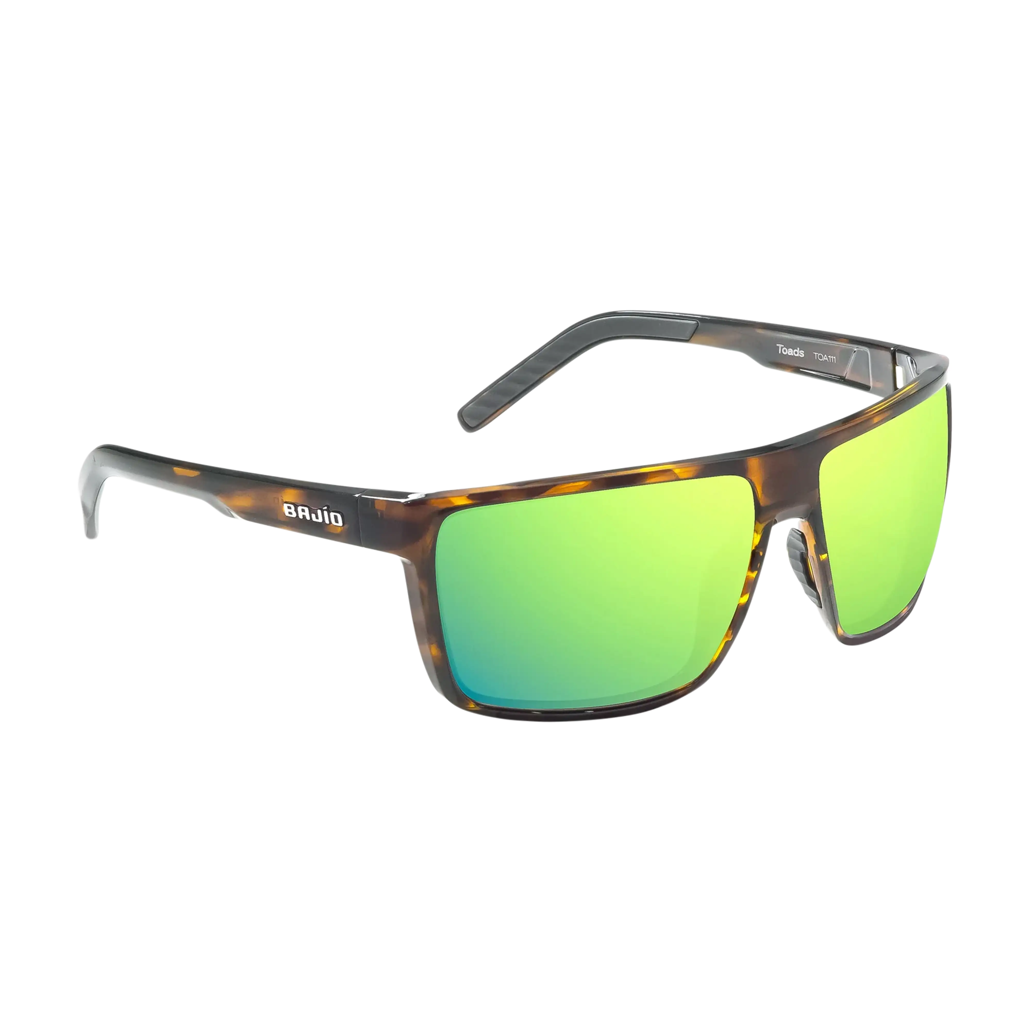 Bajio Toads sunglasses brown tortoise gloss green mirror