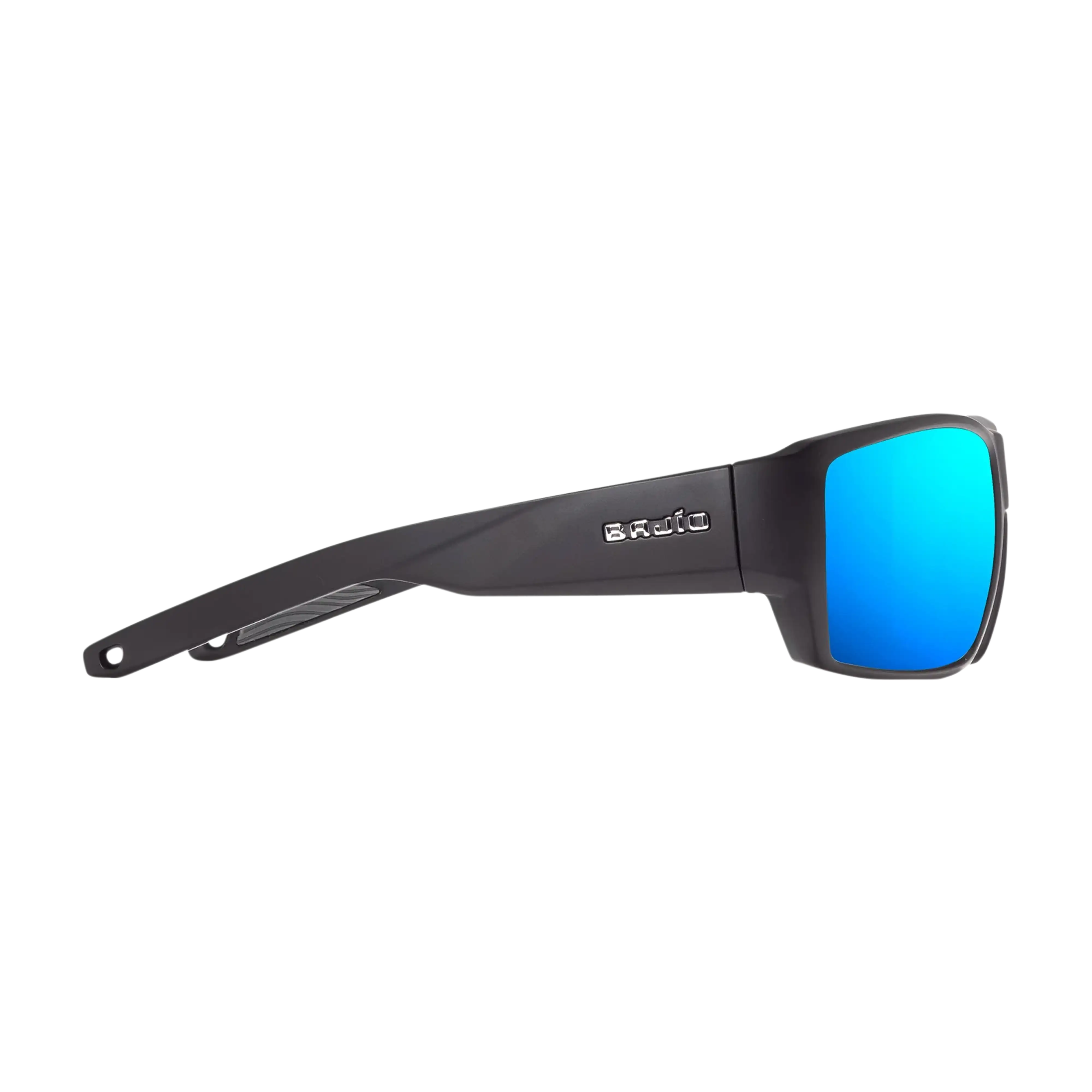 Bajio Vega sunglasses black matte blue mirror side