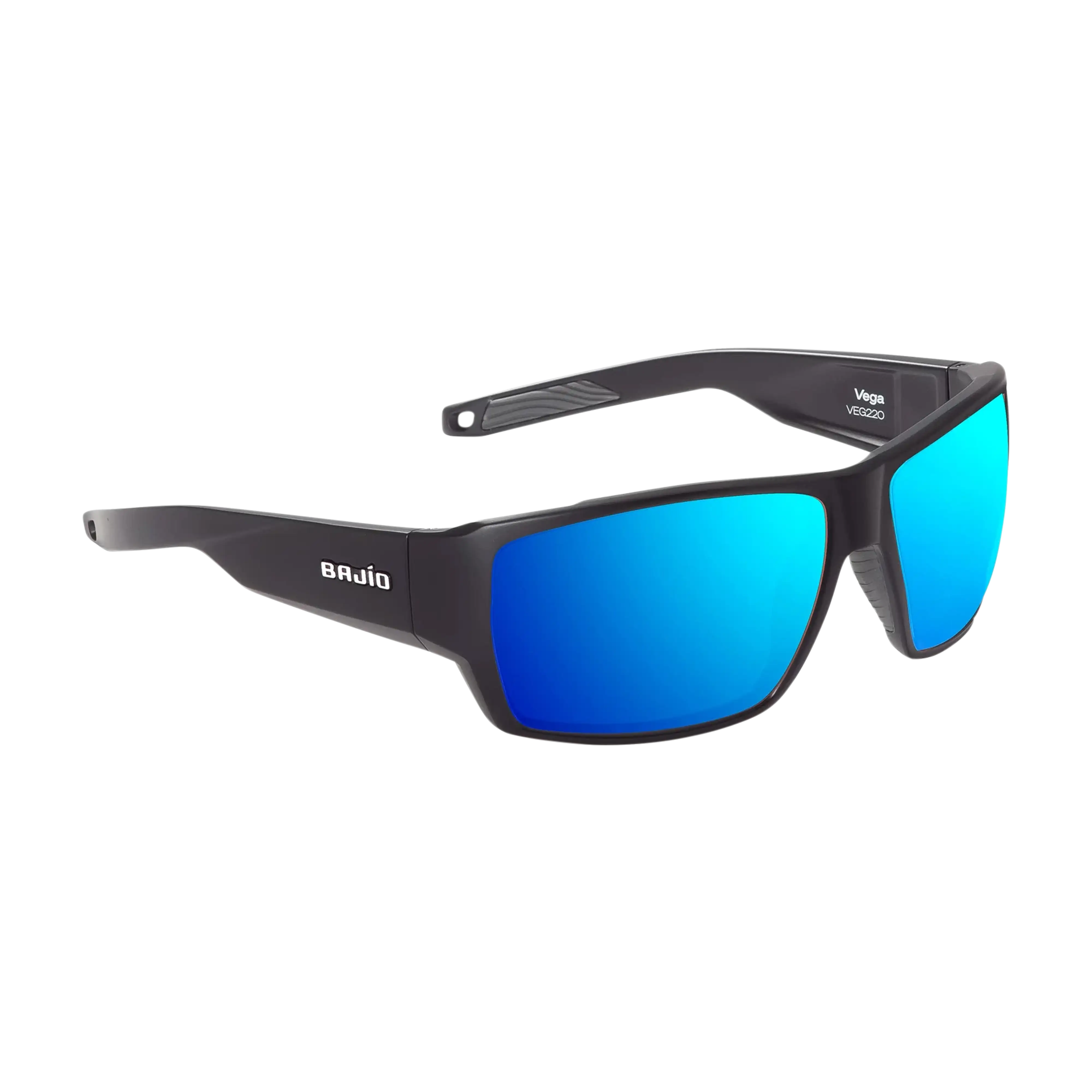Bajio Vega sunglasses black matte blue mirror