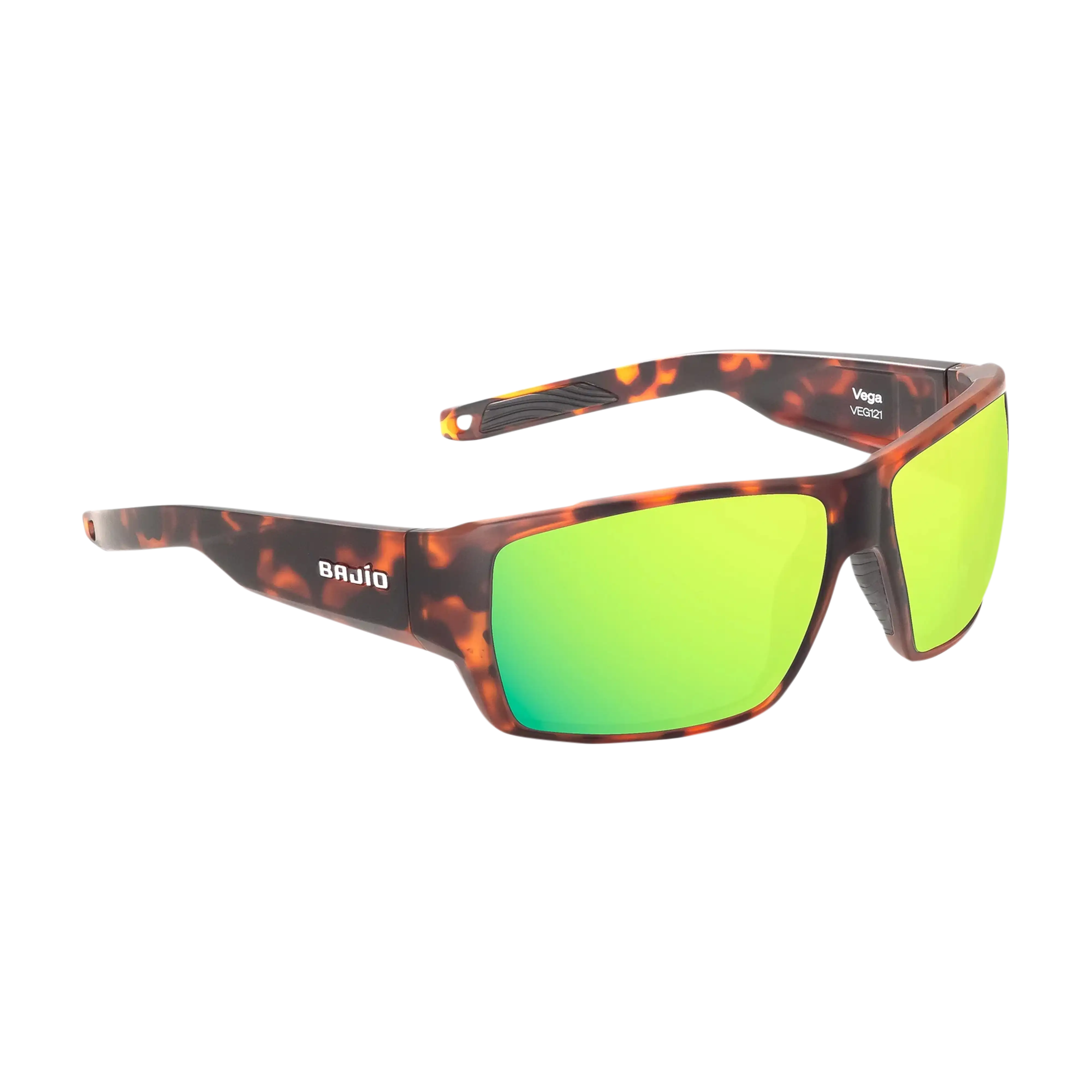Bajio Vega sunglasses brown tortoise gloss green mirror
