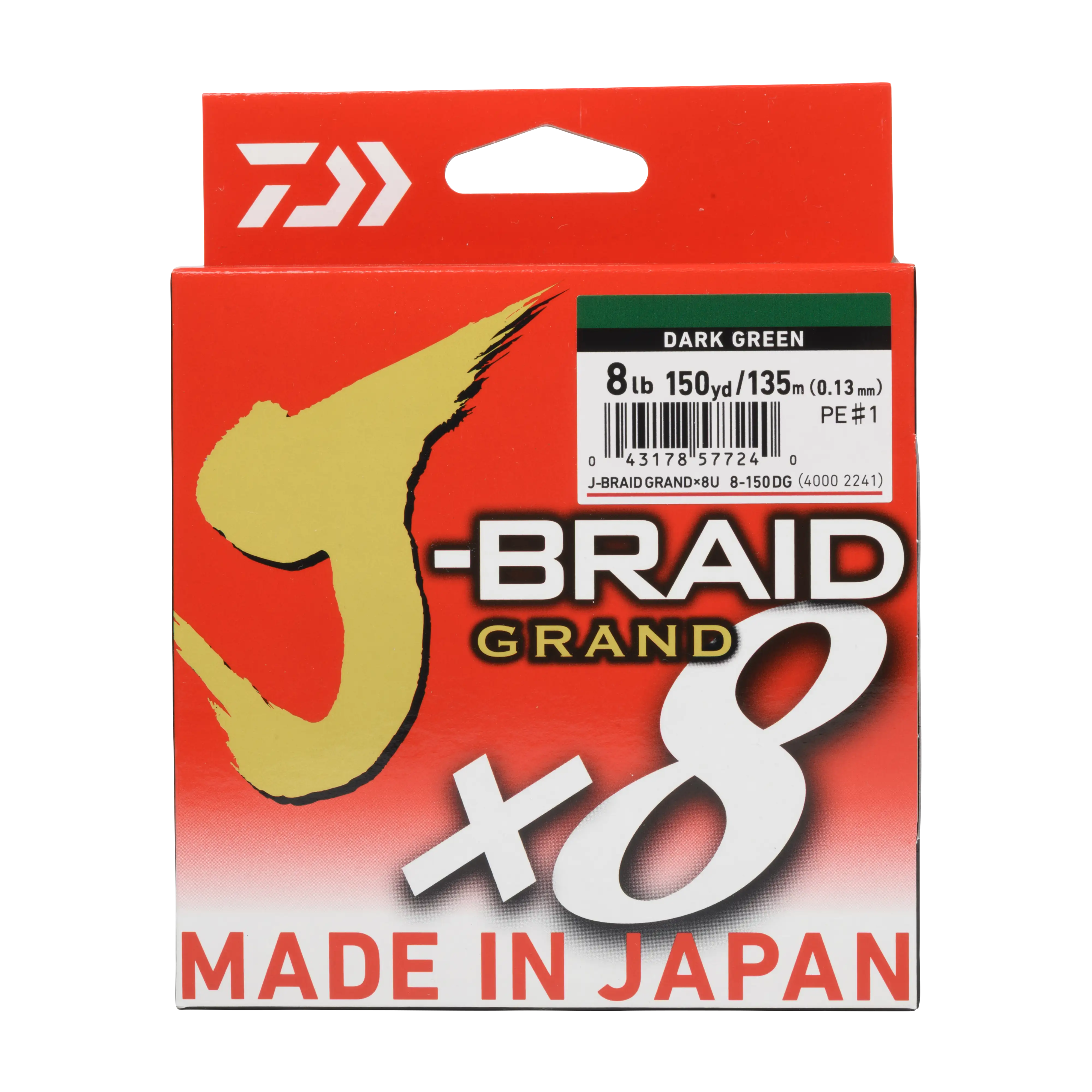Daiwa J-BRAID x8 Grand Braided Fishing Line - Dark Green - 150 Yards