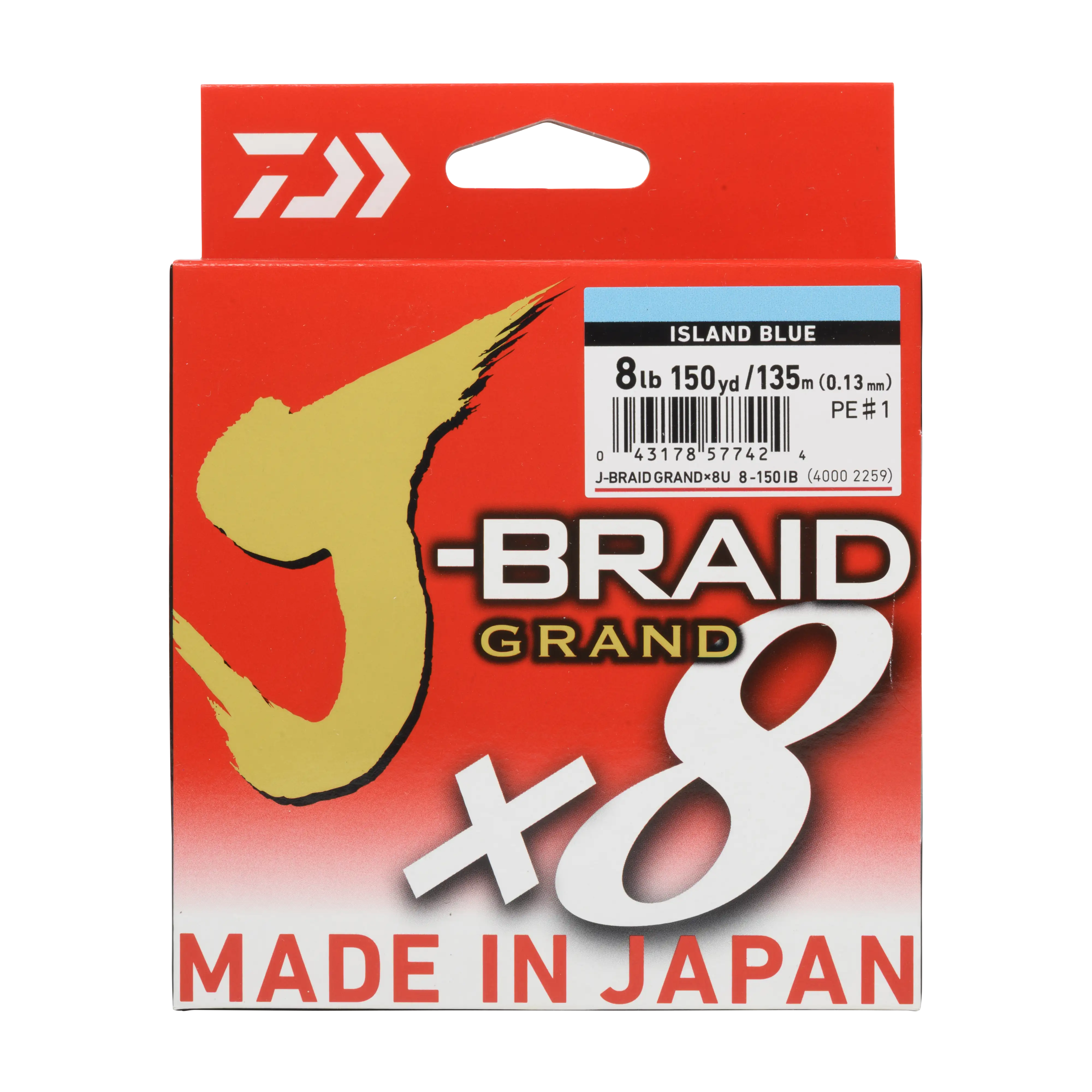 Daiwa J-BRAID x8 Grand Braided Fishing Line - Island Blue - 150 Yards