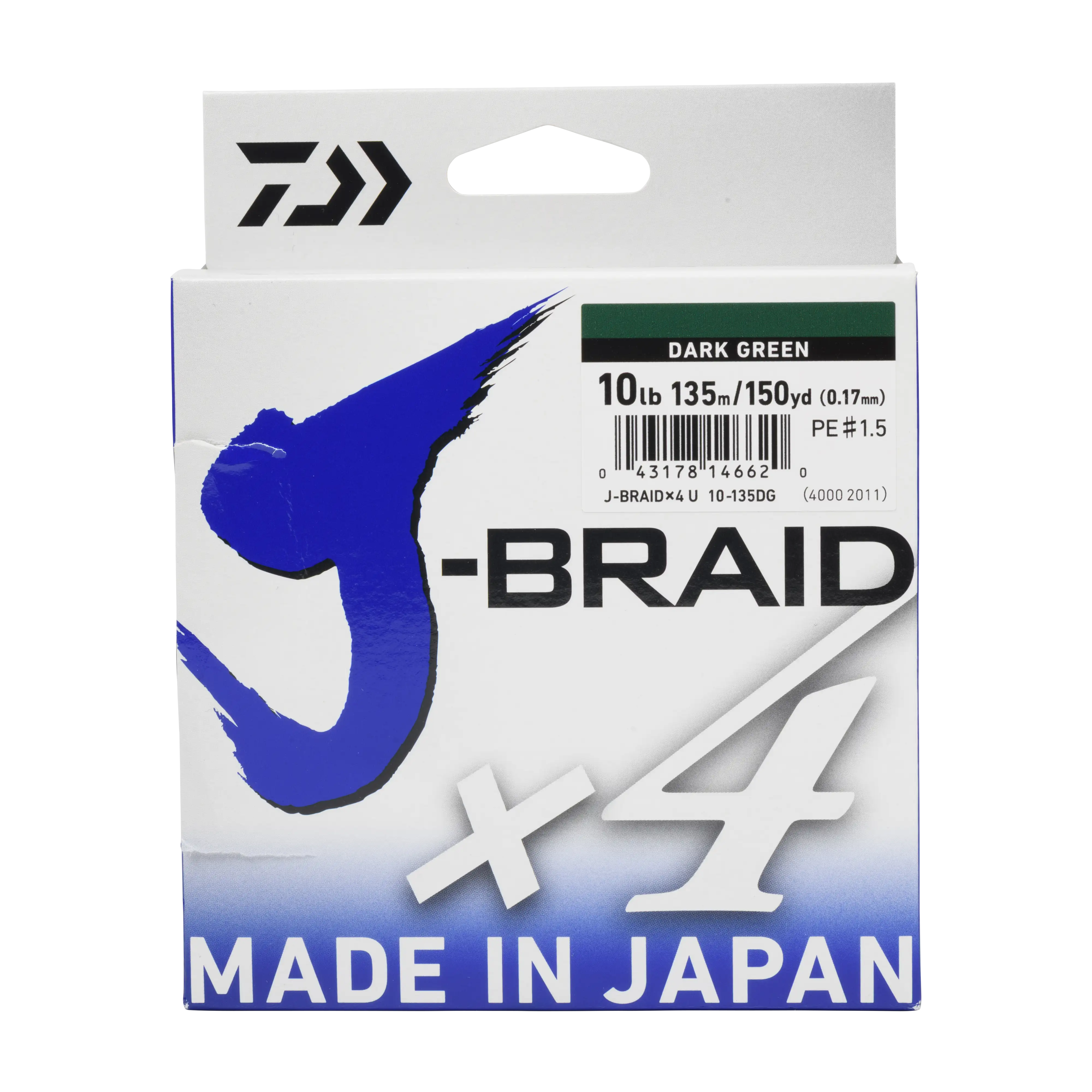 Daiwa J-Braid X4 Braided Fishing Line Dark Green - 150 yards