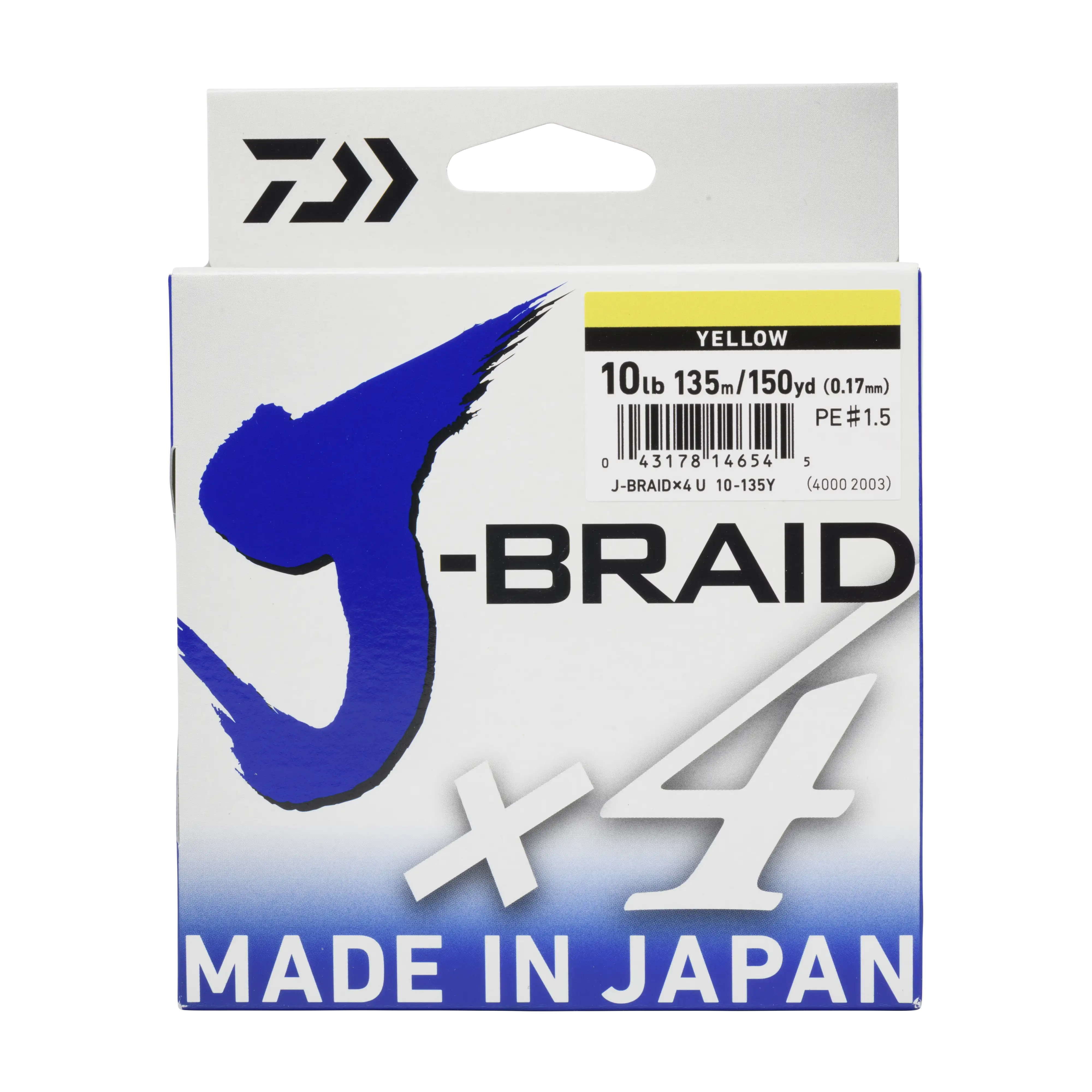 Daiwa J-Braid X4 Braided Fishing Line Fluorescent Yellow - 150 yards