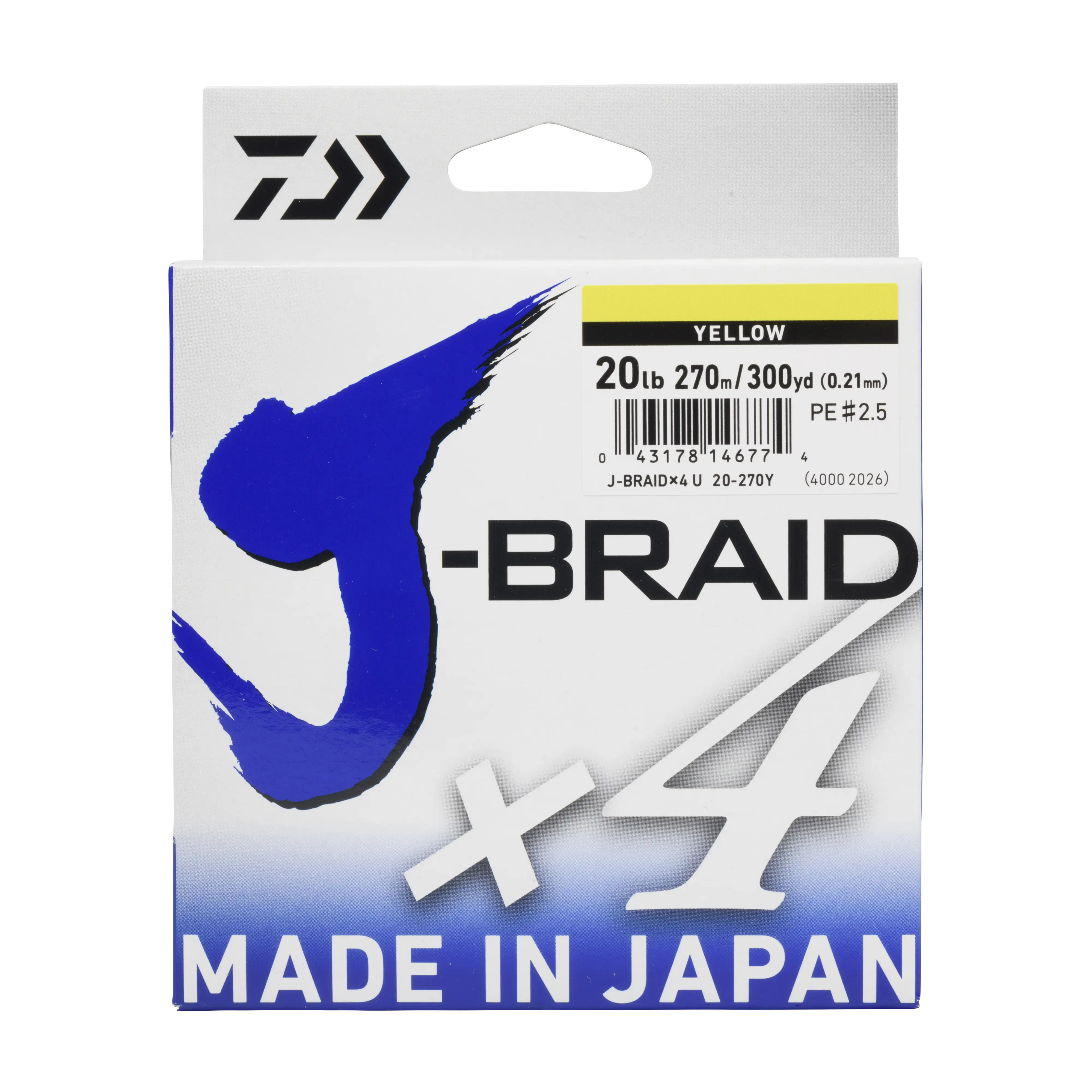 Daiwa J-Braid X4 Braided Fishing Line Fluorescent Yellow - 300 yards