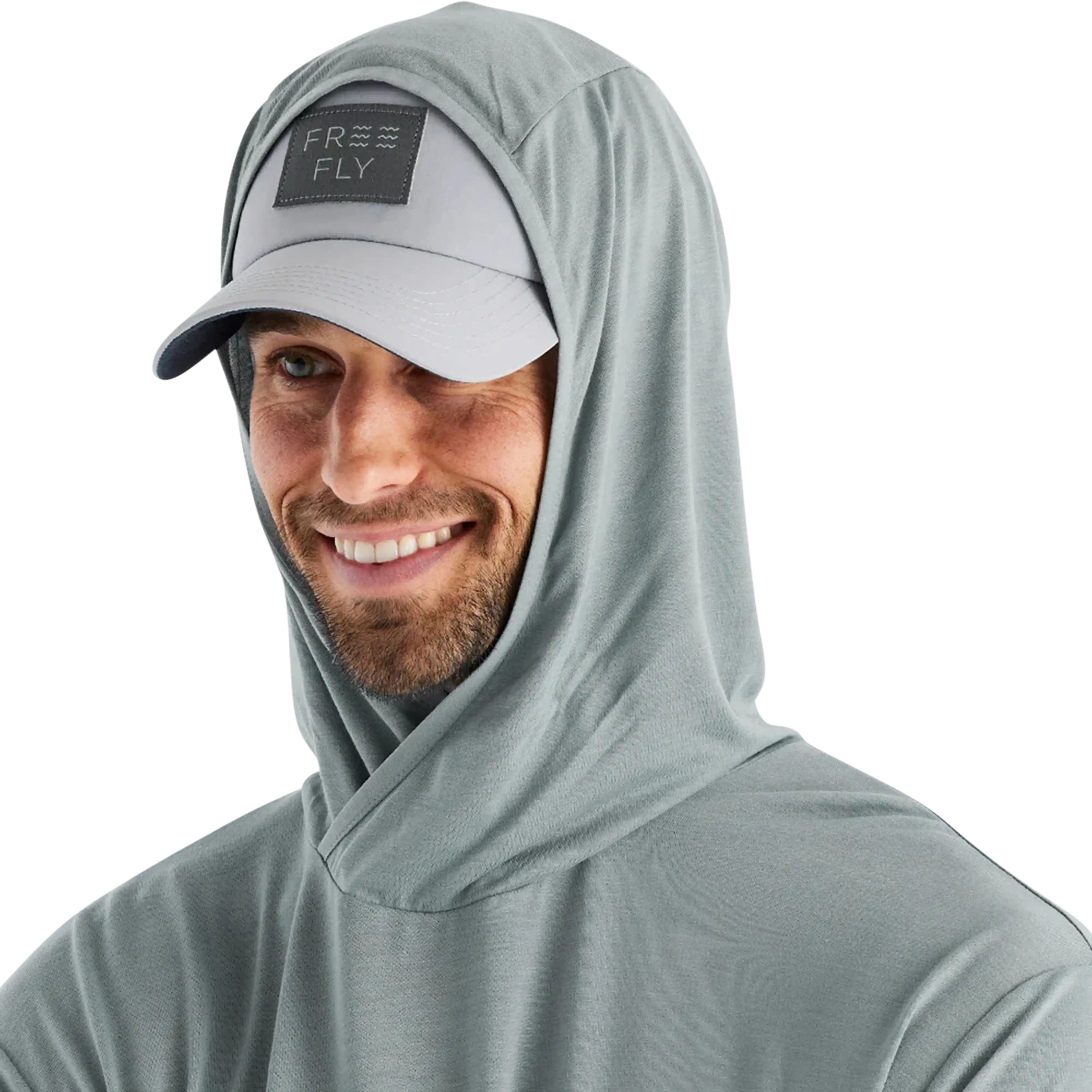 Free Fly Men's Bamboo Lightweight hoodie in Slate - hood