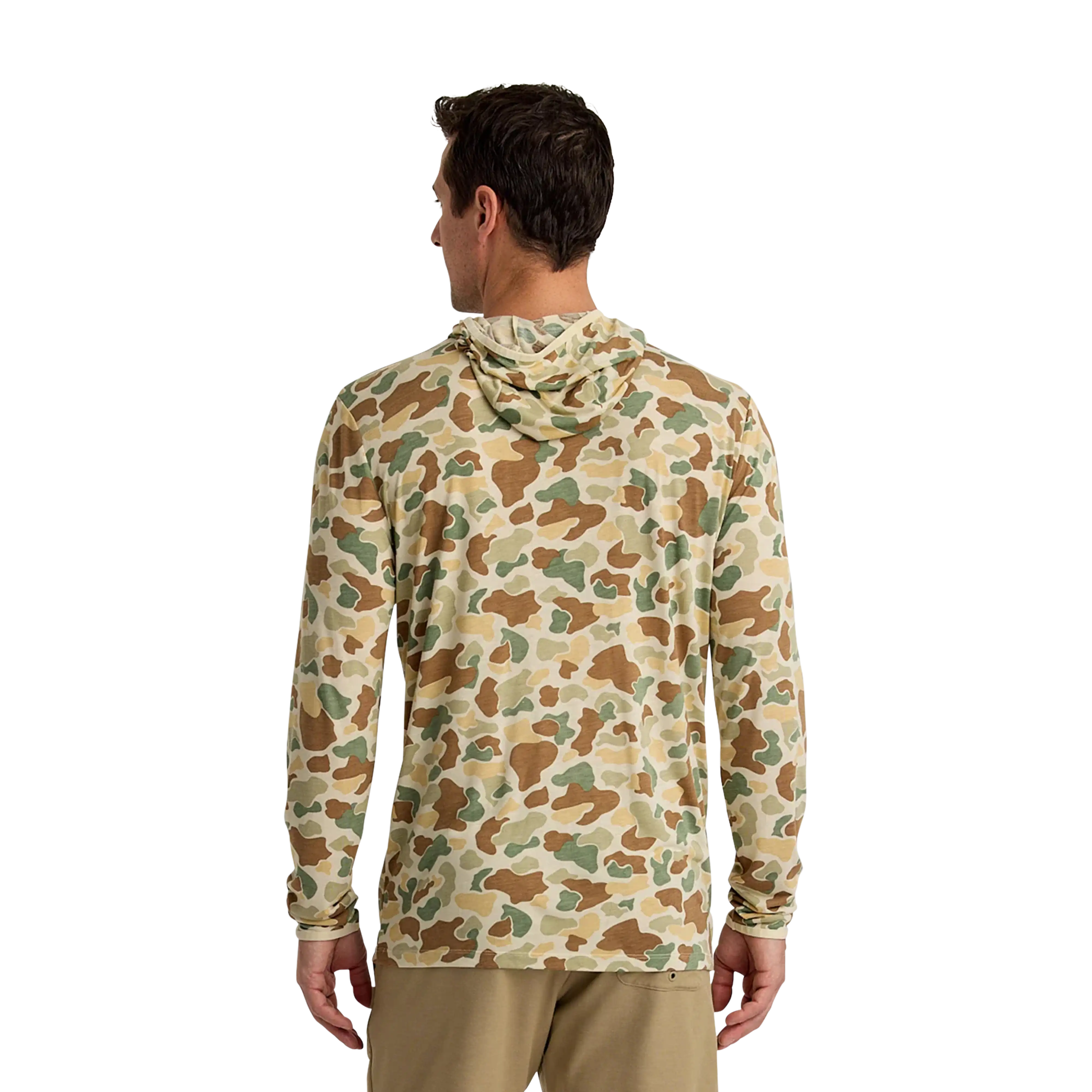 Free Fly Men's Bamboo Lightweight hoodie in Vintage Camo - back