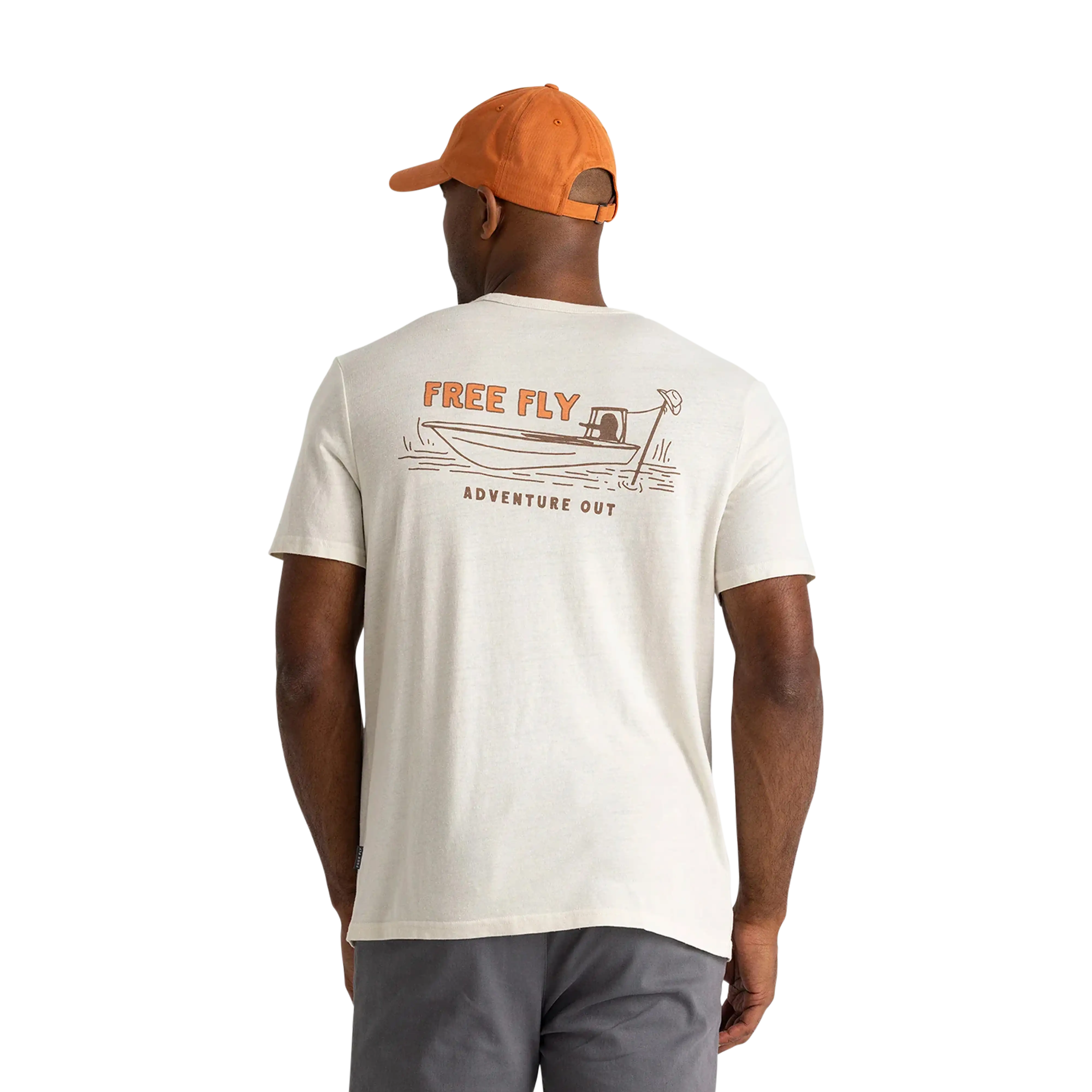 Free Fly Men's Lazy Tides pocket tee in Heather Birch - Back