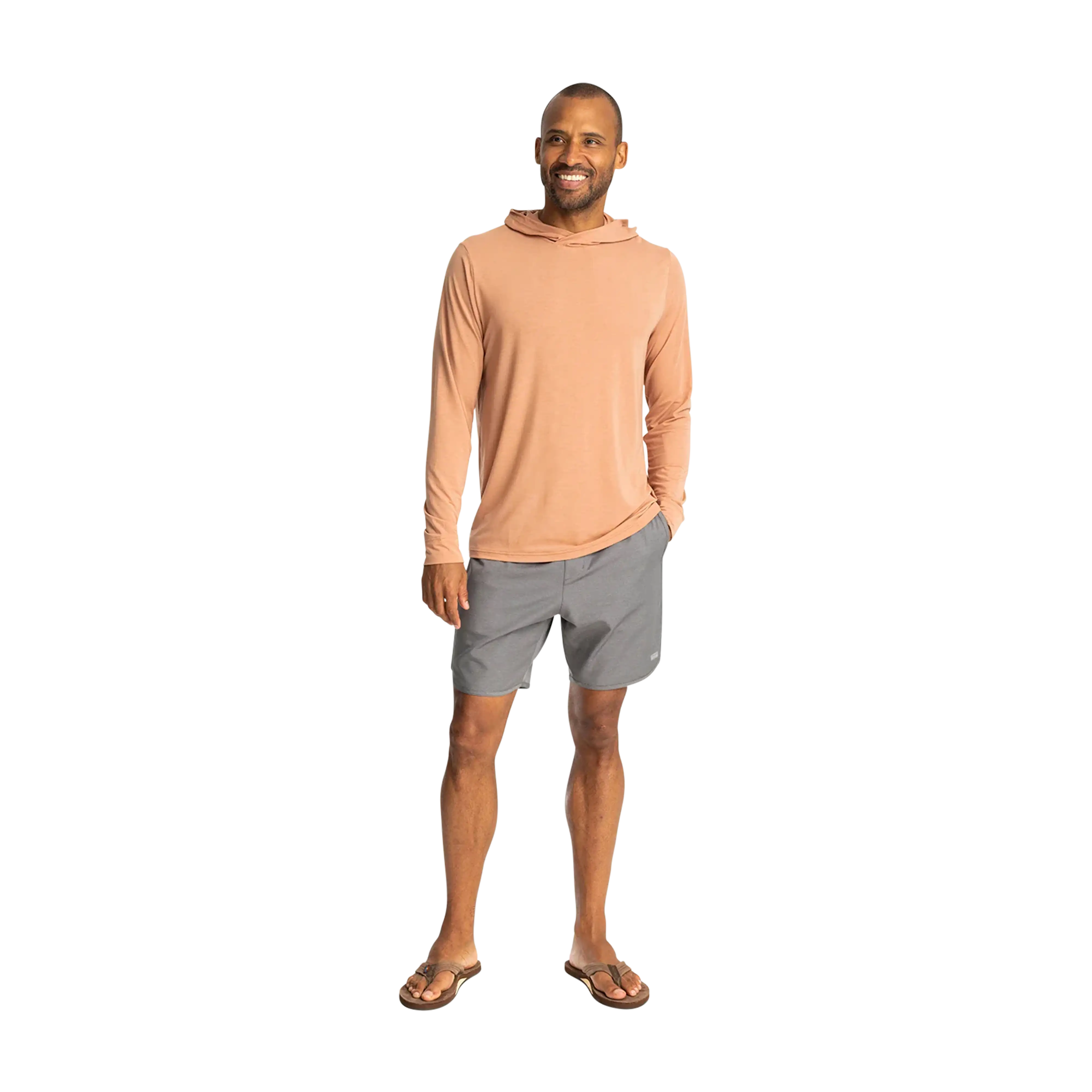 Free Fly Men's Reverb shorts in Smoke - model