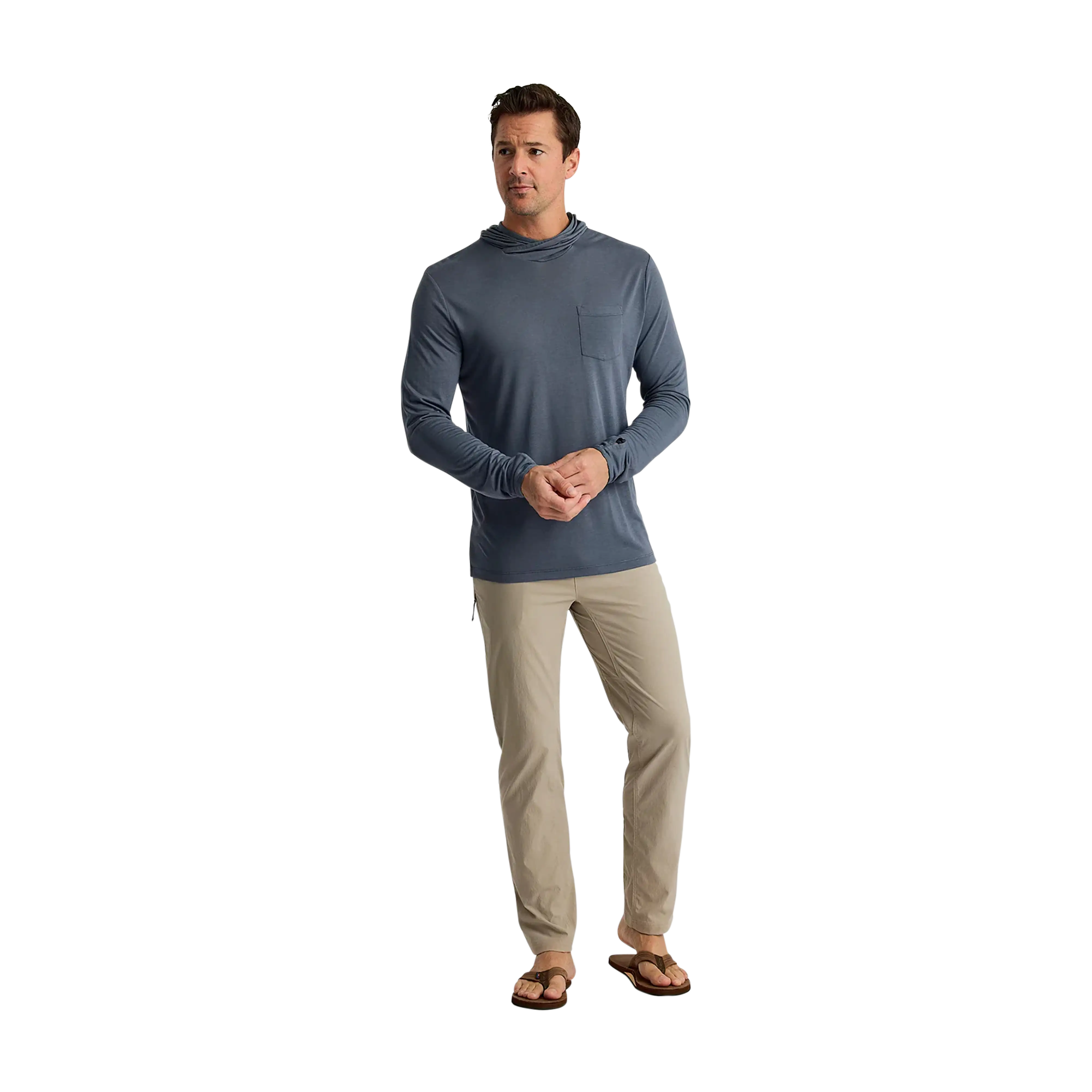 Free Fly Men's TopoGrid pants in Vintage Khaki - model