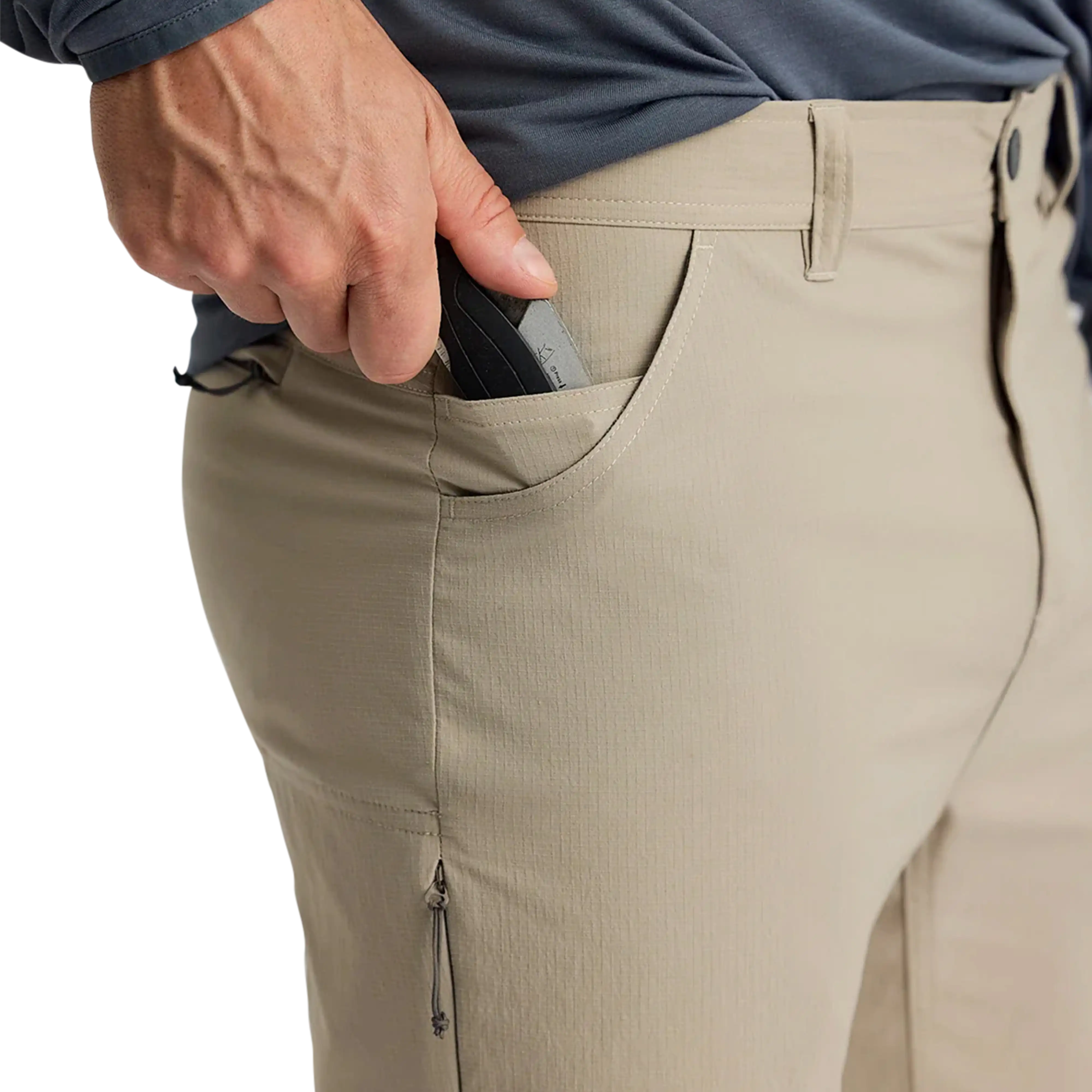 Free Fly Men's TopoGrid pants in Vintage Khaki - pocket