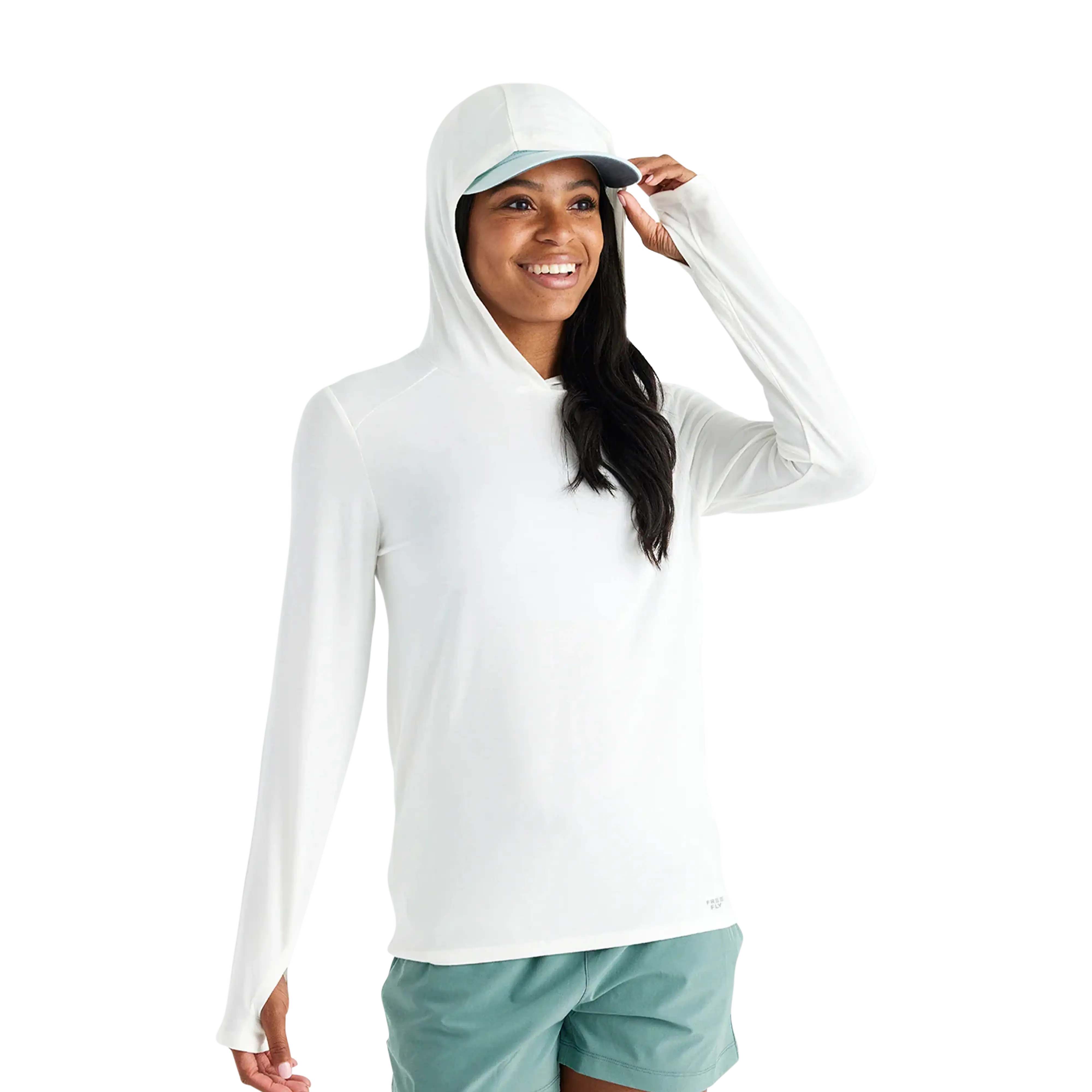 Free Fly Women's Bamboo Shade hoodie in Bright White Hoodie