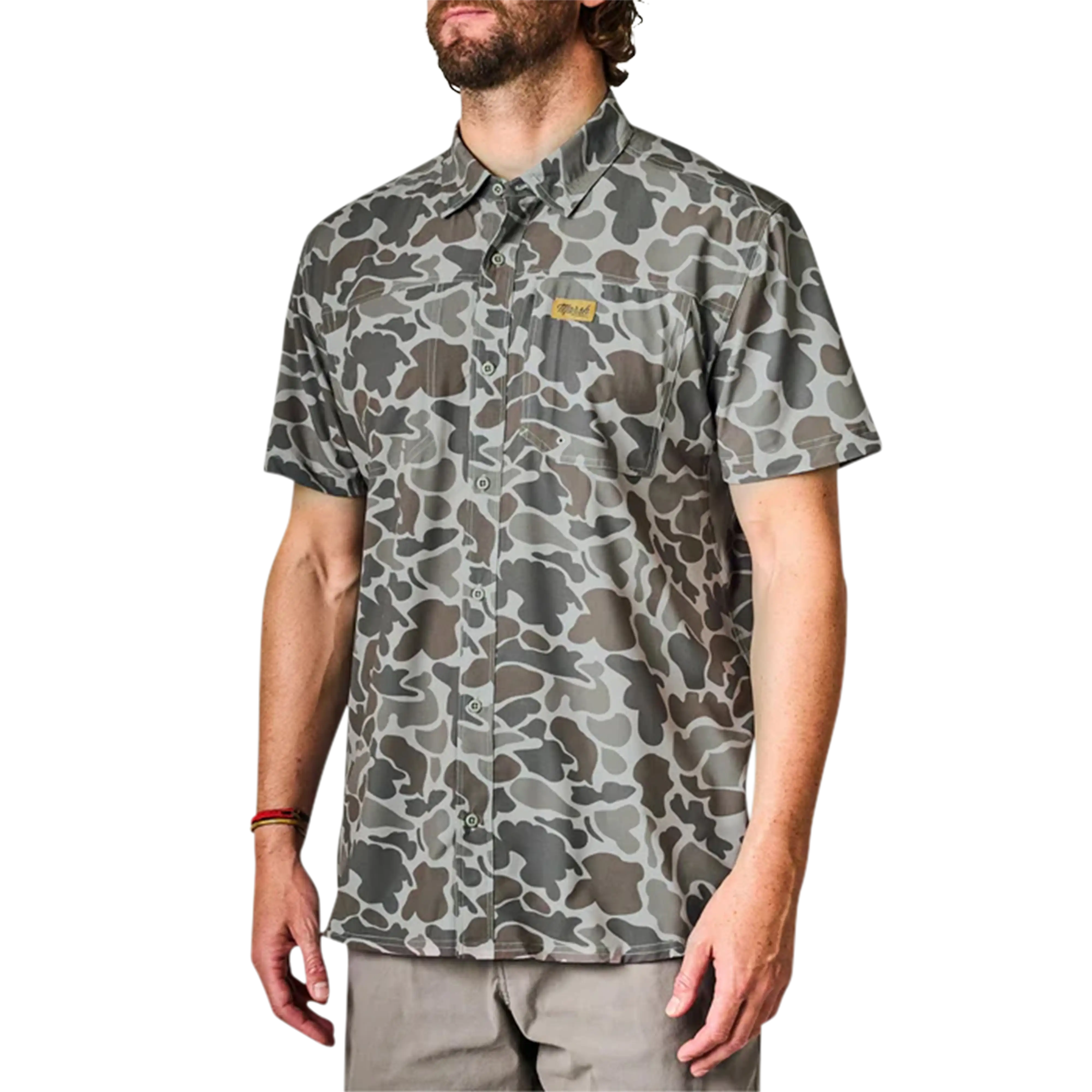 Marsh Wear Lenwood Hagood tech short sleeve in Dark Green Mallard Camo - front