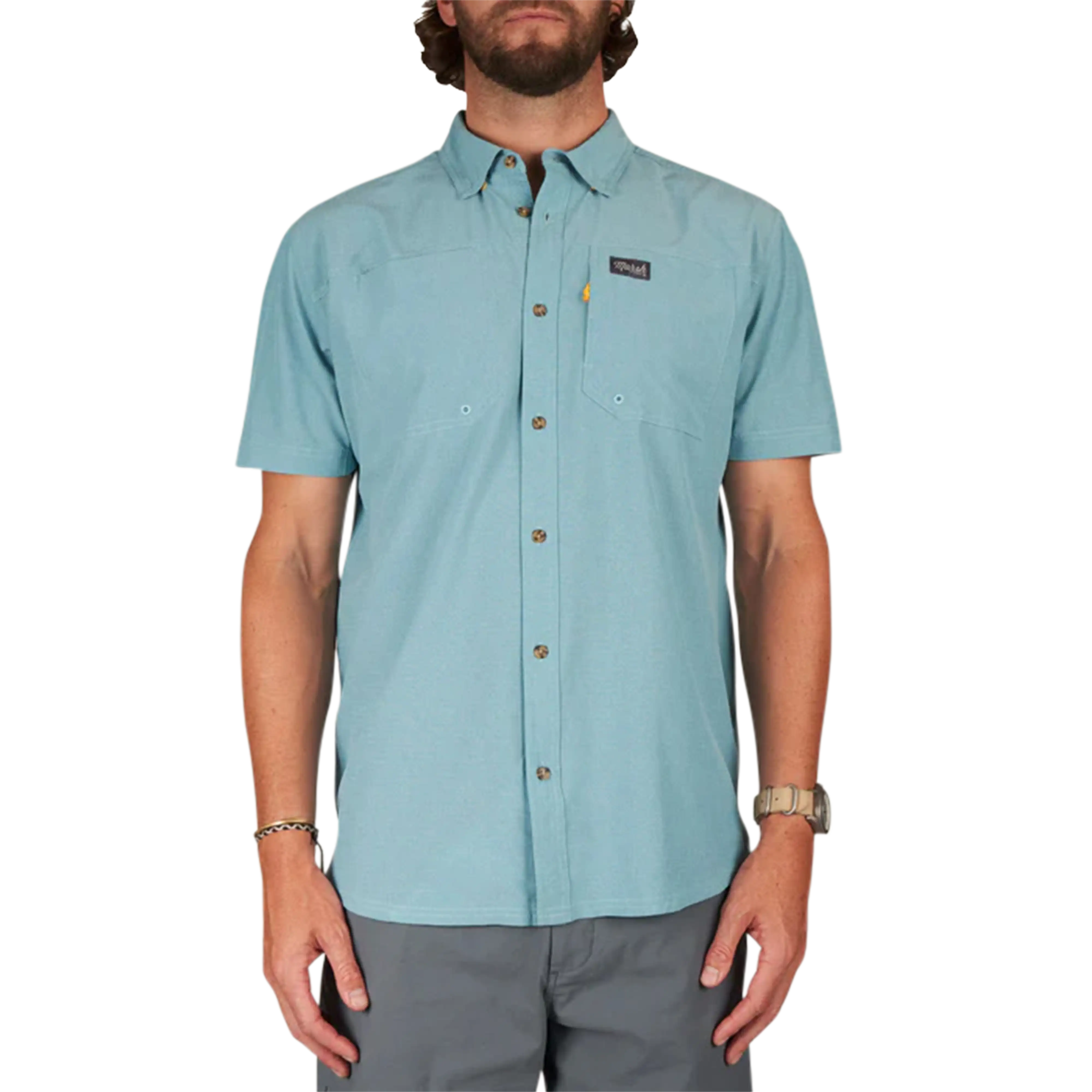 Marsh Wear Lenwood tech short sleeve shirt in Botany Bay - front