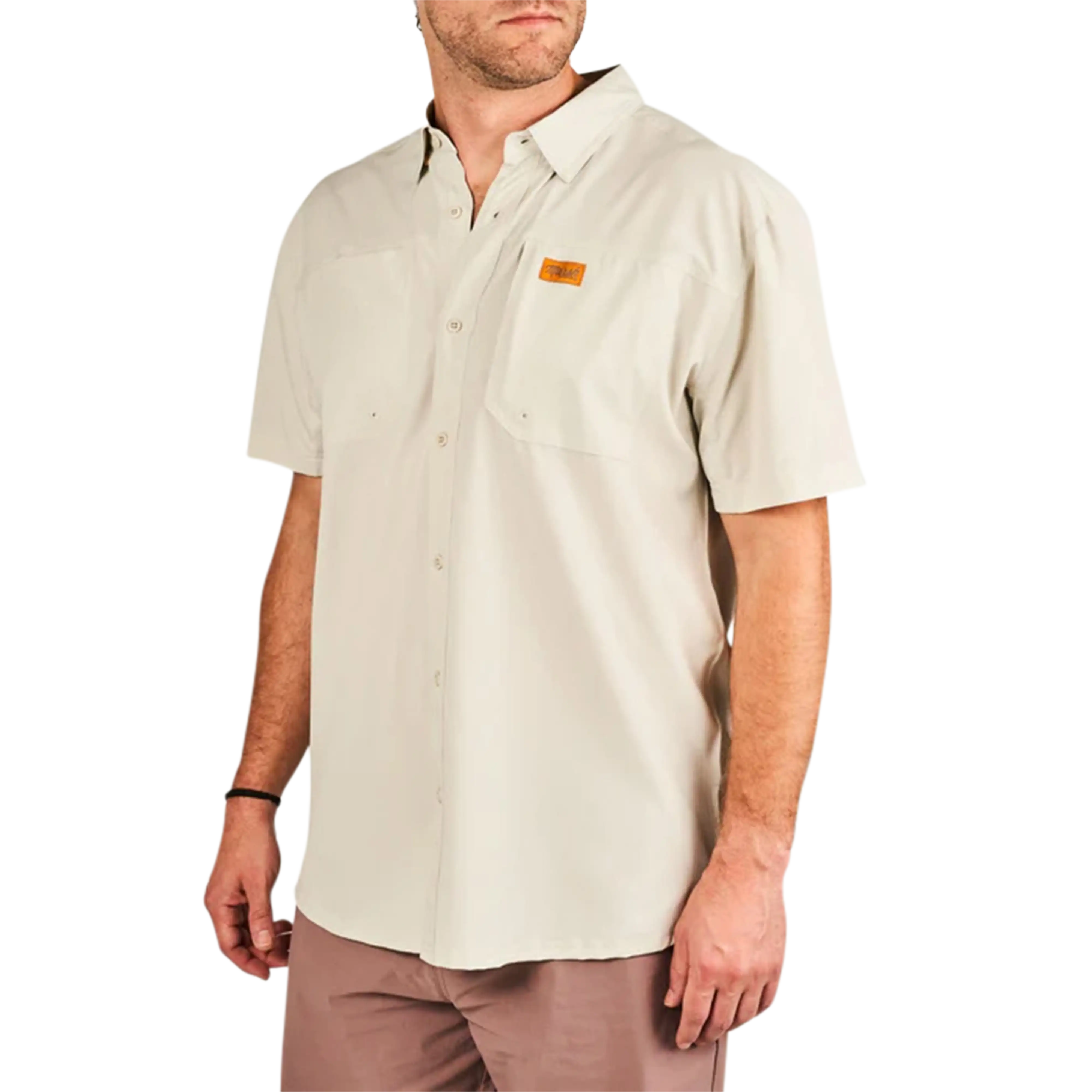 Marsh Wear Lenwood tech short sleeve shirt in Stone - front