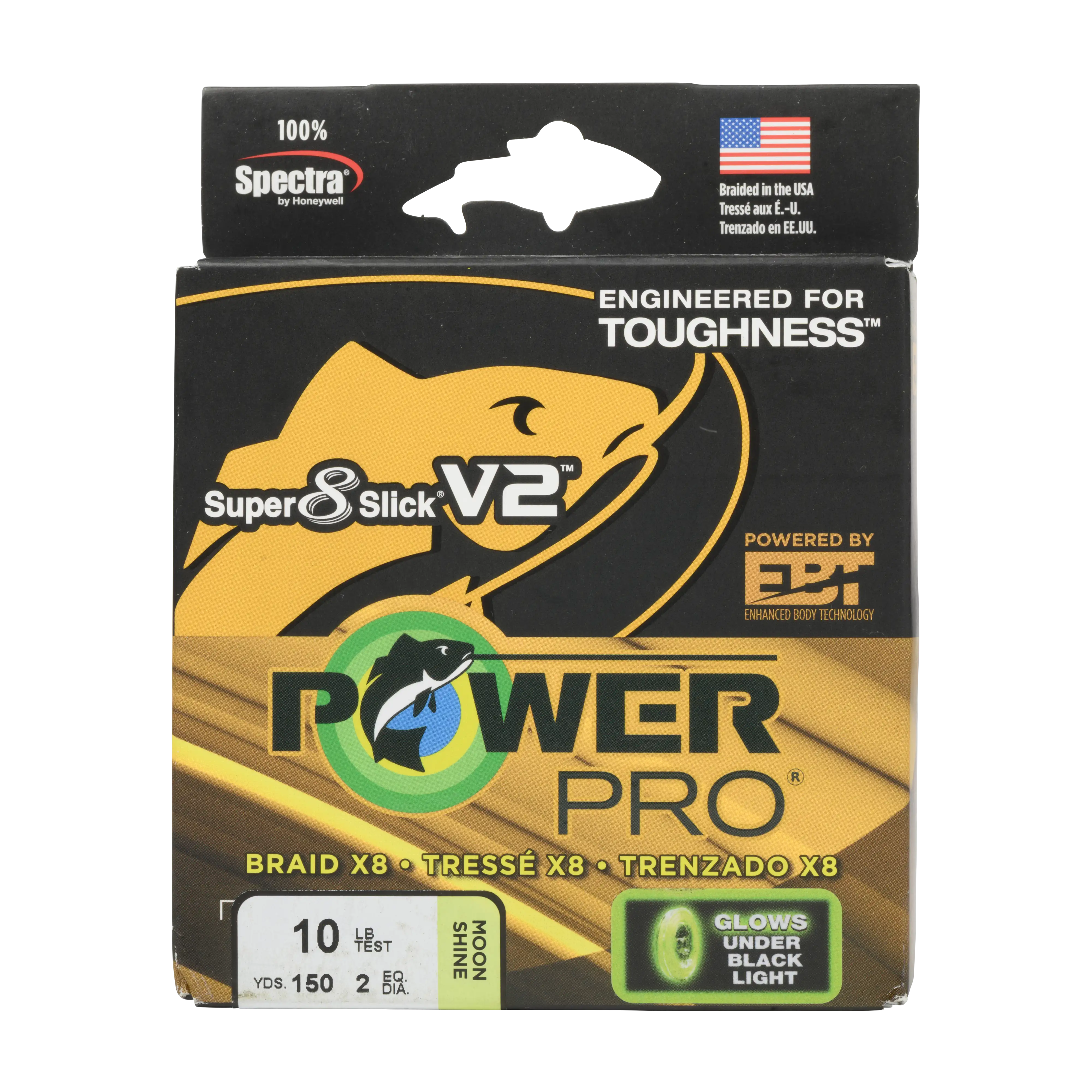Super 8 Slick V2 Braided Fishing Line by Power Pro Moon Shine 150-yard Package