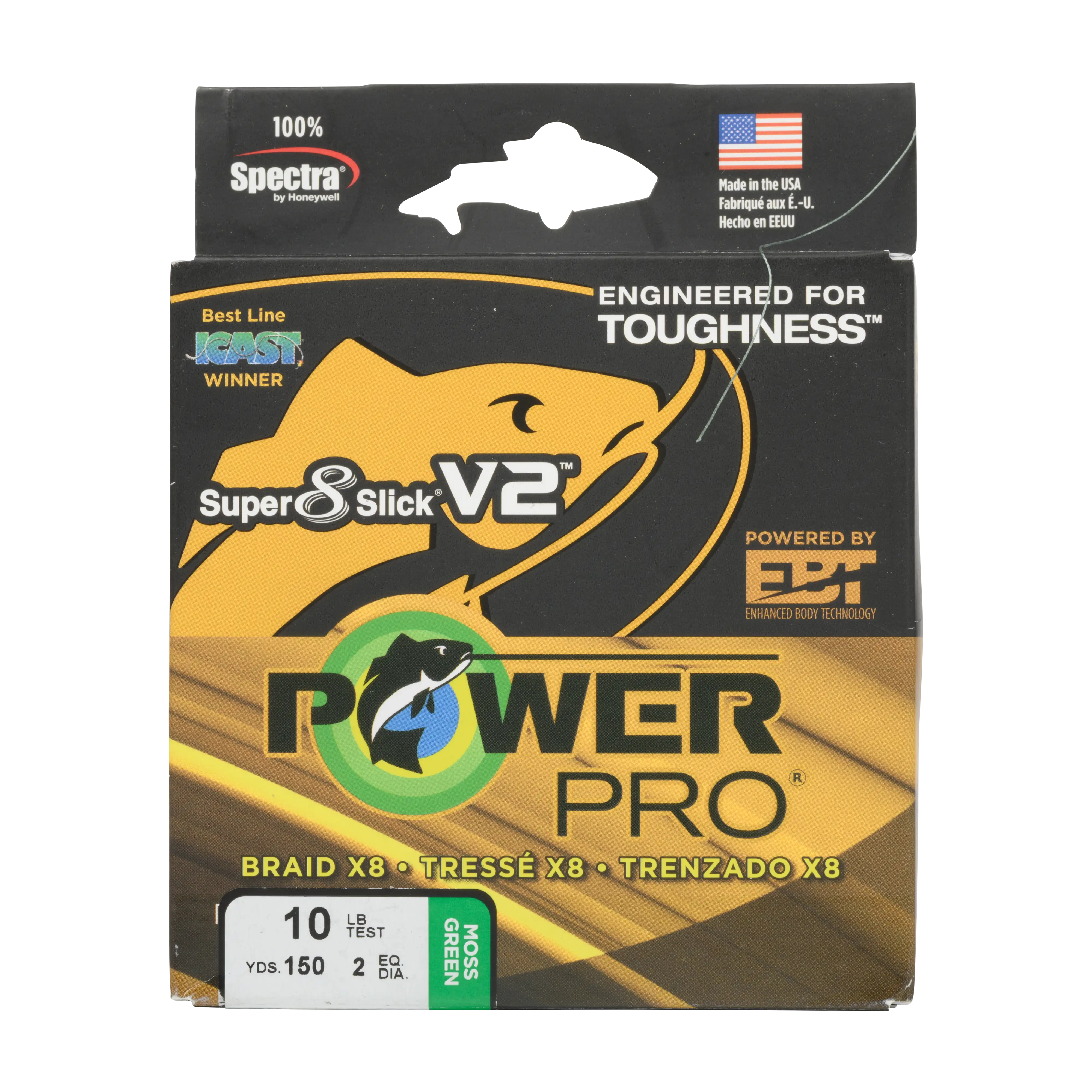 Super 8 Slick V2 Braided Fishing Line by Power Pro Moss Green 150-yard Package