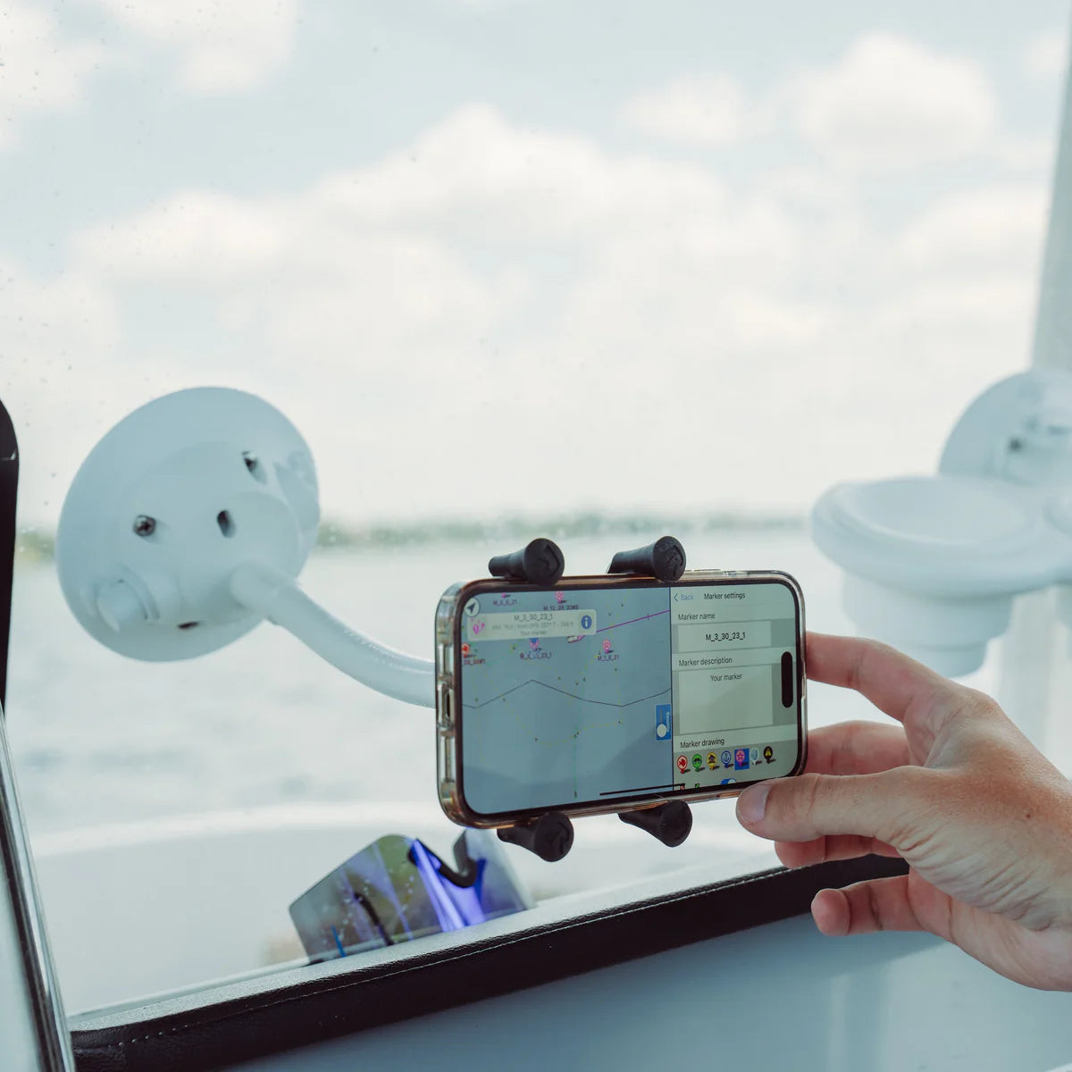 SeaSucker Flex-X Phone Mount - White Boat Windshield